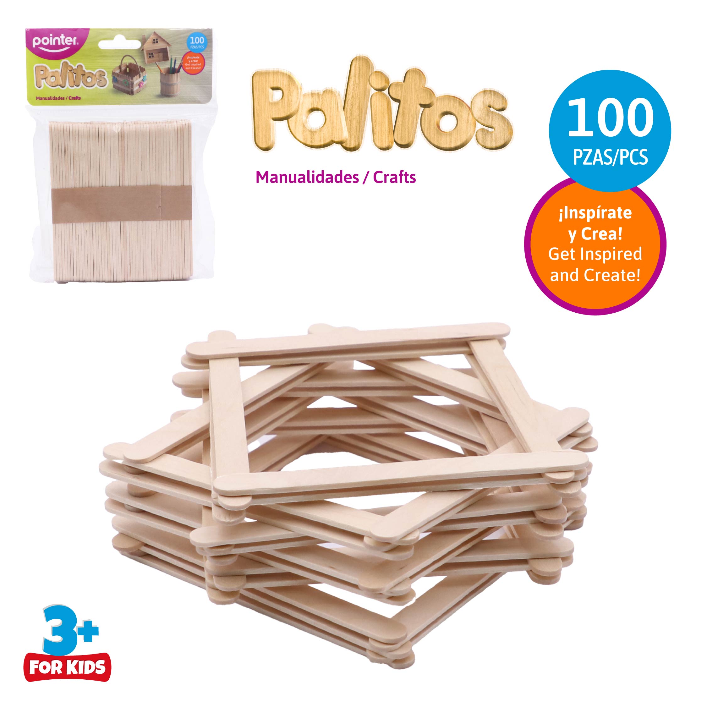 Palitos de Madera para Manualidades – 100 Piezas