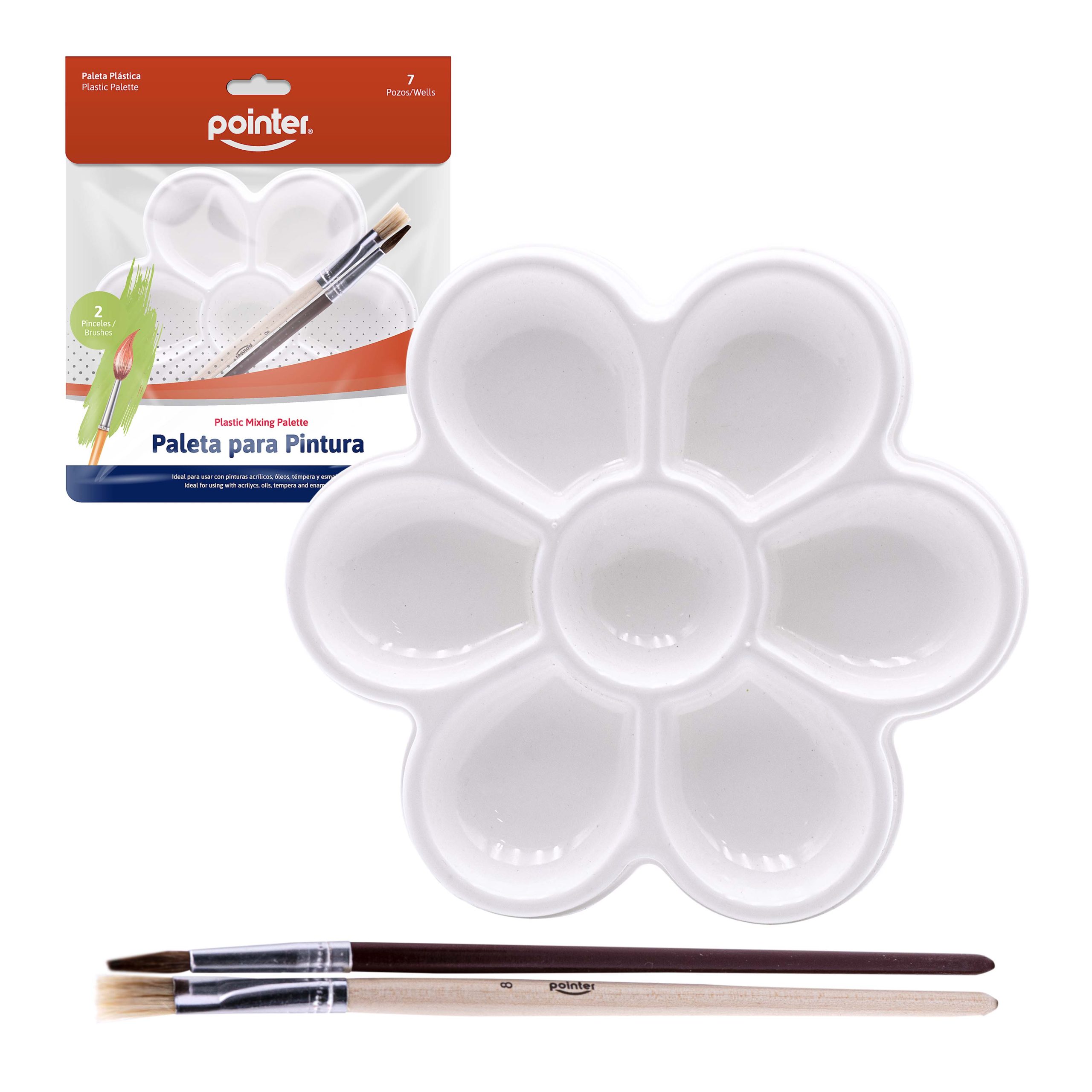 Paleta Plástica para Pintura Pointer – 7 Pozos con 2 Pinceles