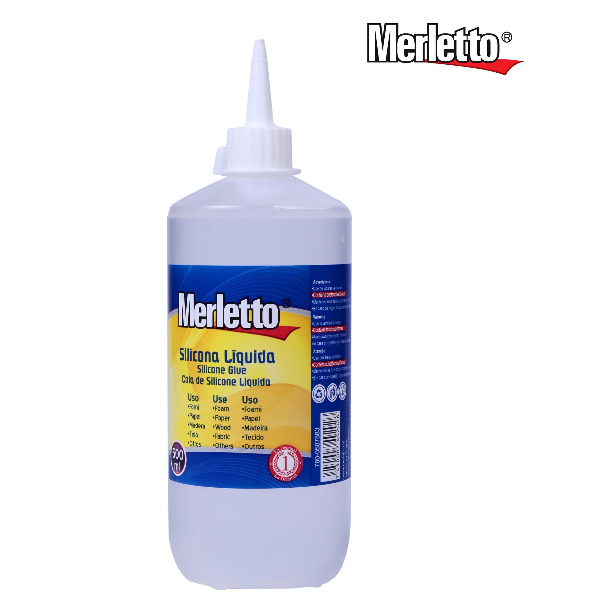 Silicona Líquida Merletto 500 ml – Adhesivo transparente de alto rendimiento para manualidades, uso escolar y profesional