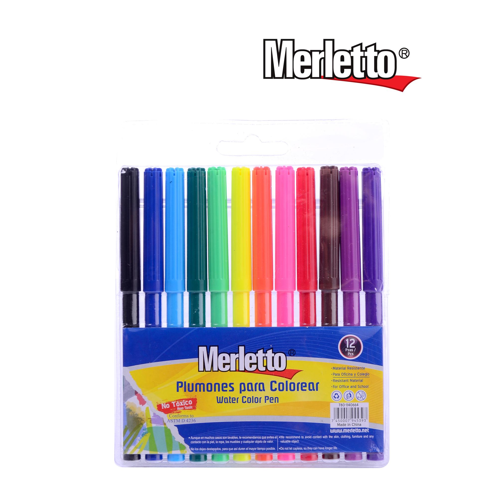 Marcadores (Plumones) para Colorear Merletto – Set de 12 Colores