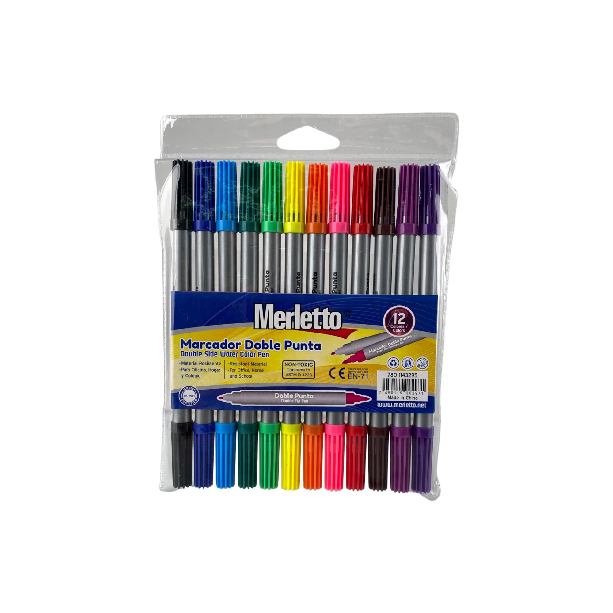 Marcadores Doble Punta Merletto – Set de 12 Colores