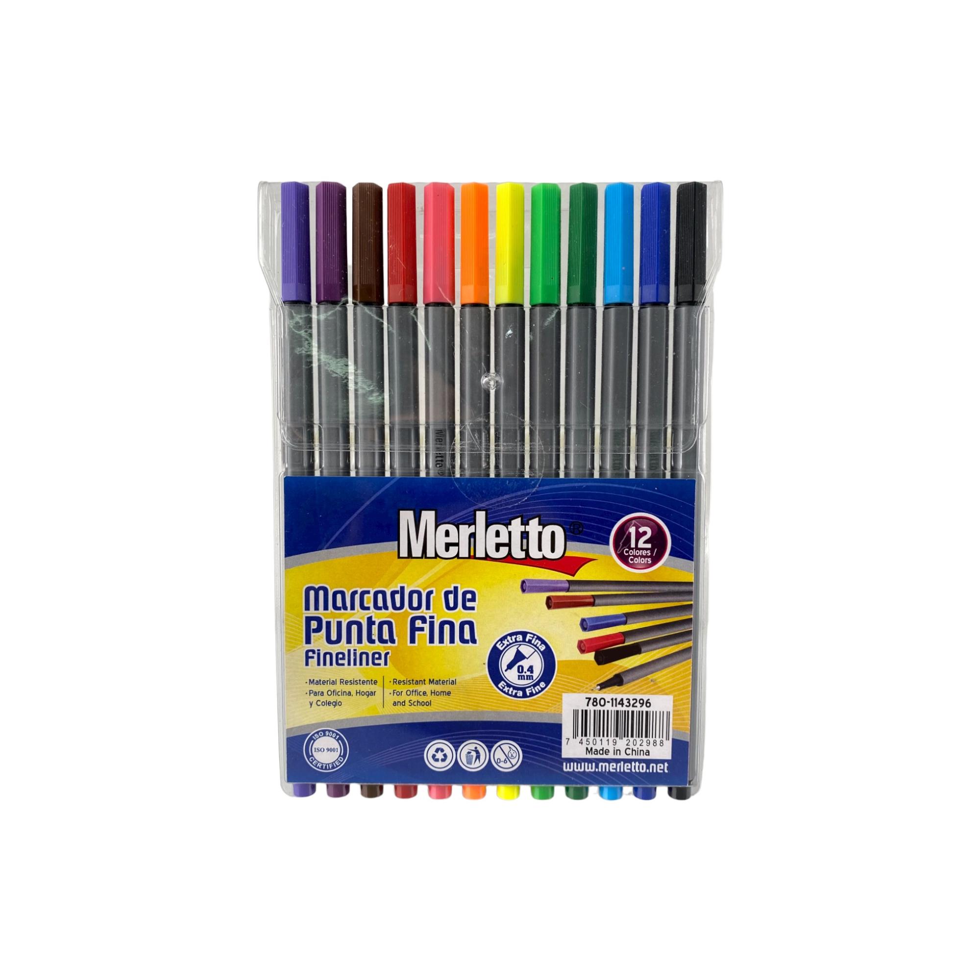 Marcadores de Punta Fina Merletto – Set de 12 Colores