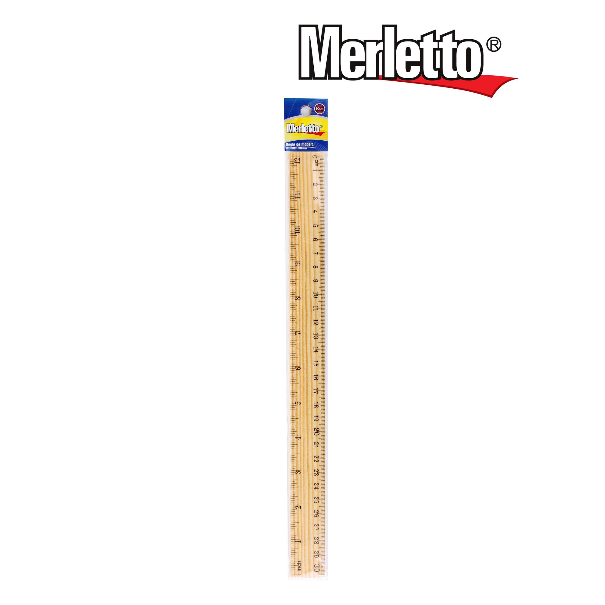 Regla de Madera Merletto 30cm – Medición precisa y resistente para uso escolar y de oficina