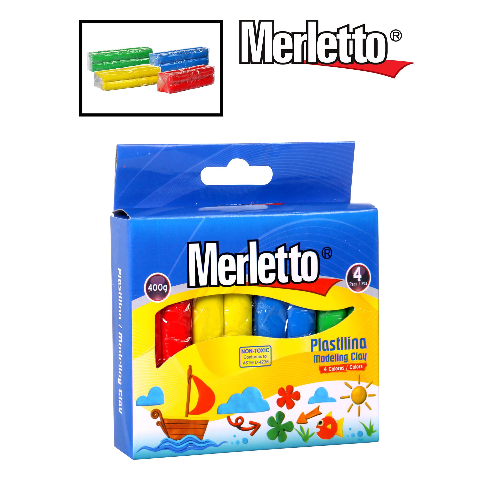 Plastilina Merletto 4 Colores – Set de 400g No Tóxica para Modelado