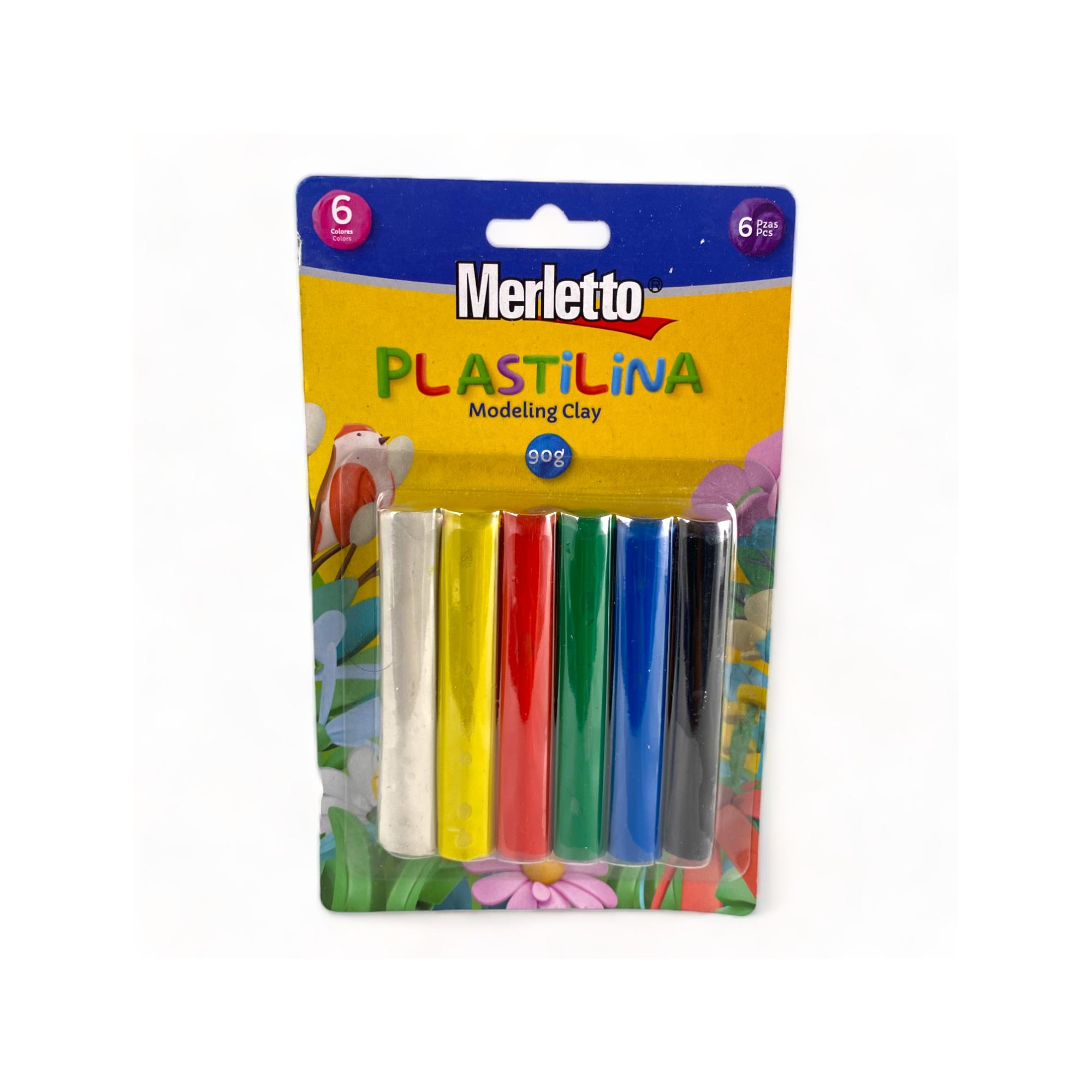 Plastilina Merletto 6 Colores 90 g – Masa Moldeable No Tóxica para Manualidades