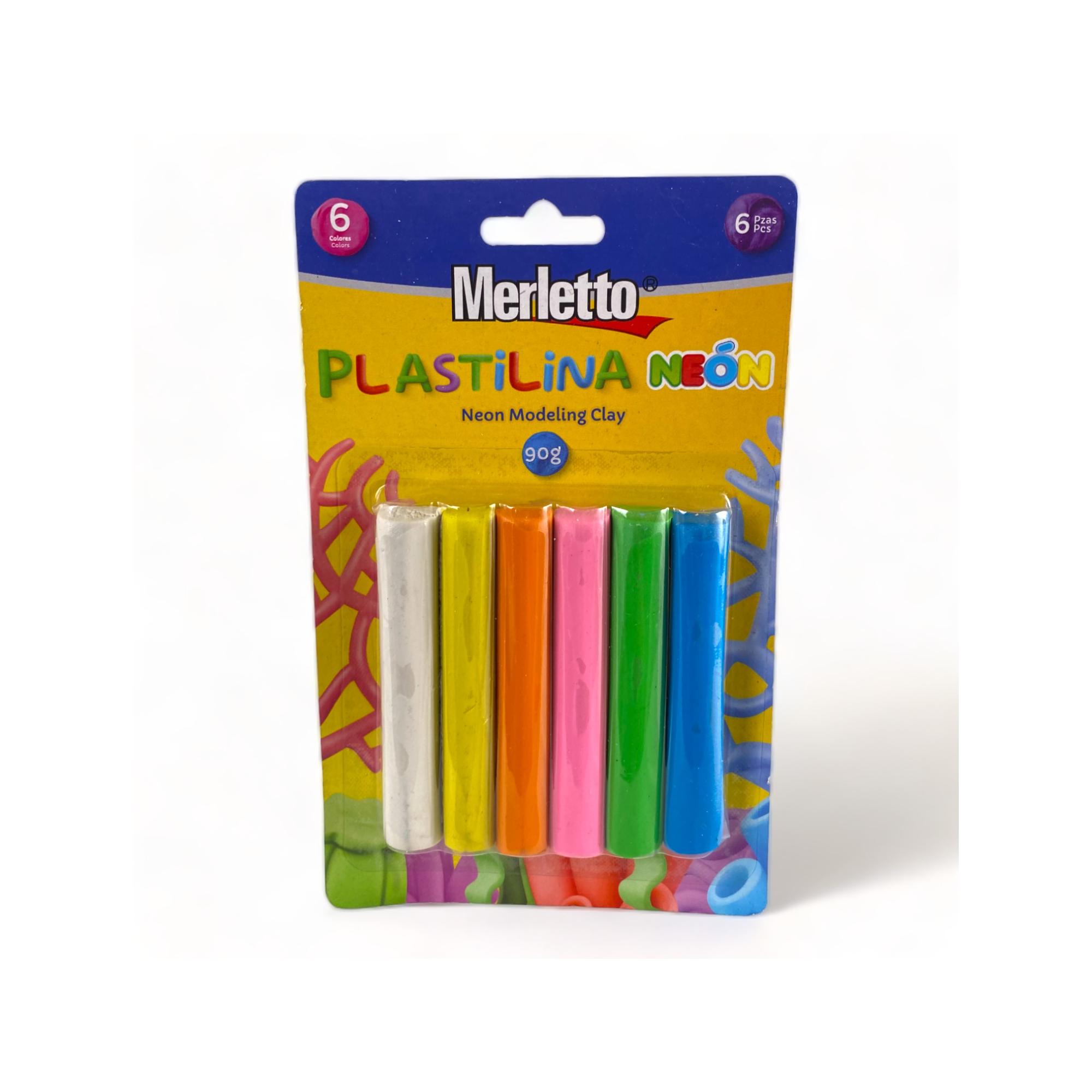 Plastilina Neón Merletto – 6 Colores (90g)