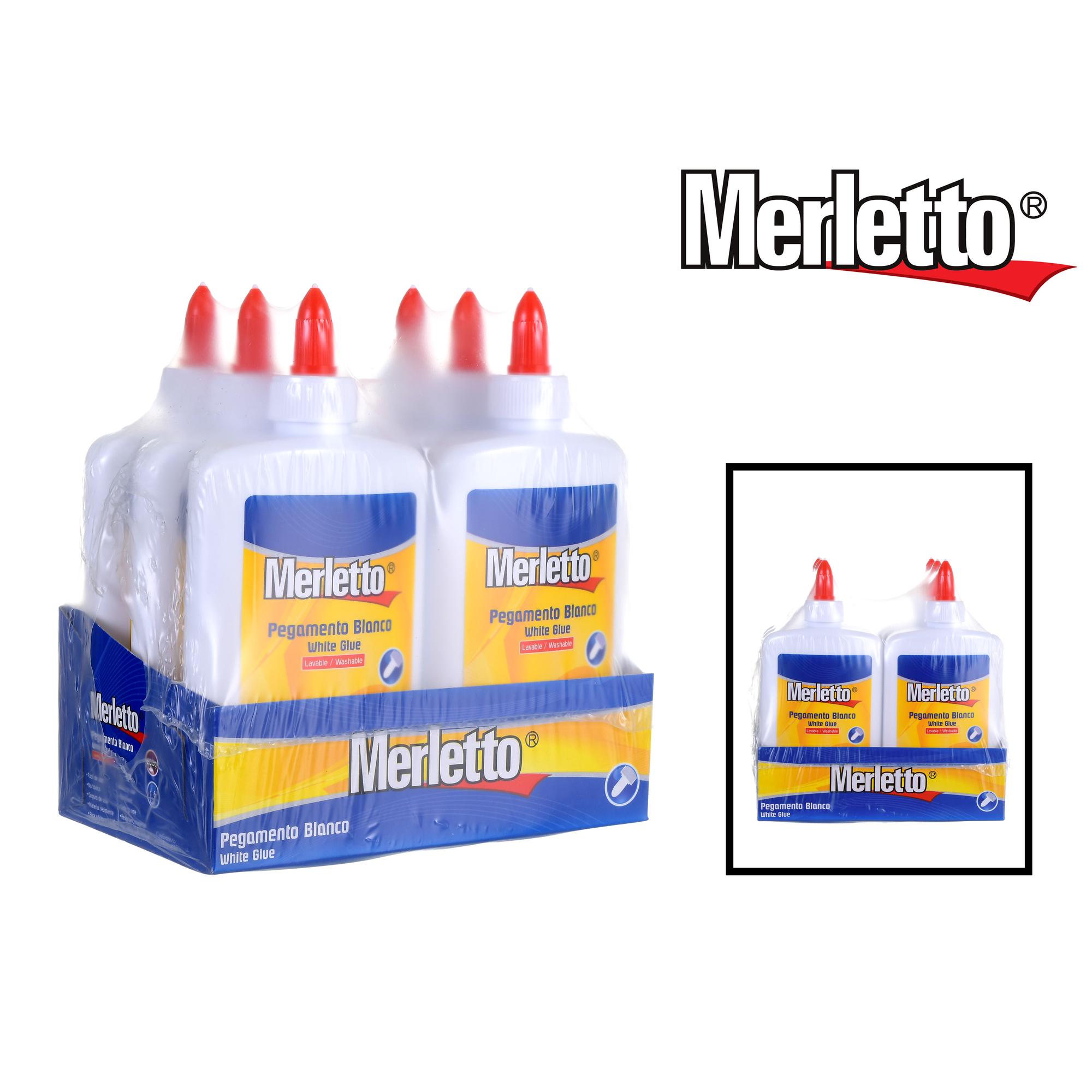 Goma Blanca Merletto 250g – Adhesivo escolar no tóxico, lavable y de alto rendimiento