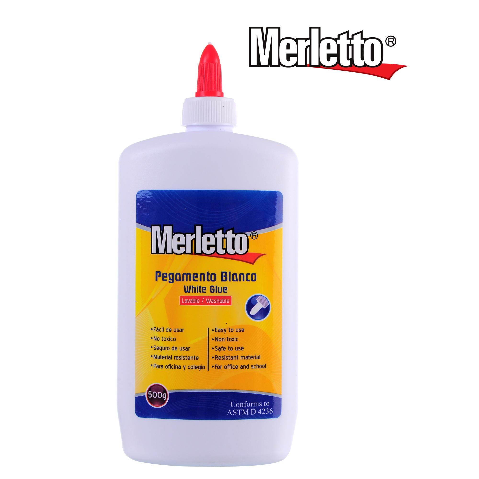 Goma Blanca Merletto 500g – Pegamento escolar lavable, no tóxico y de alto rendimiento
