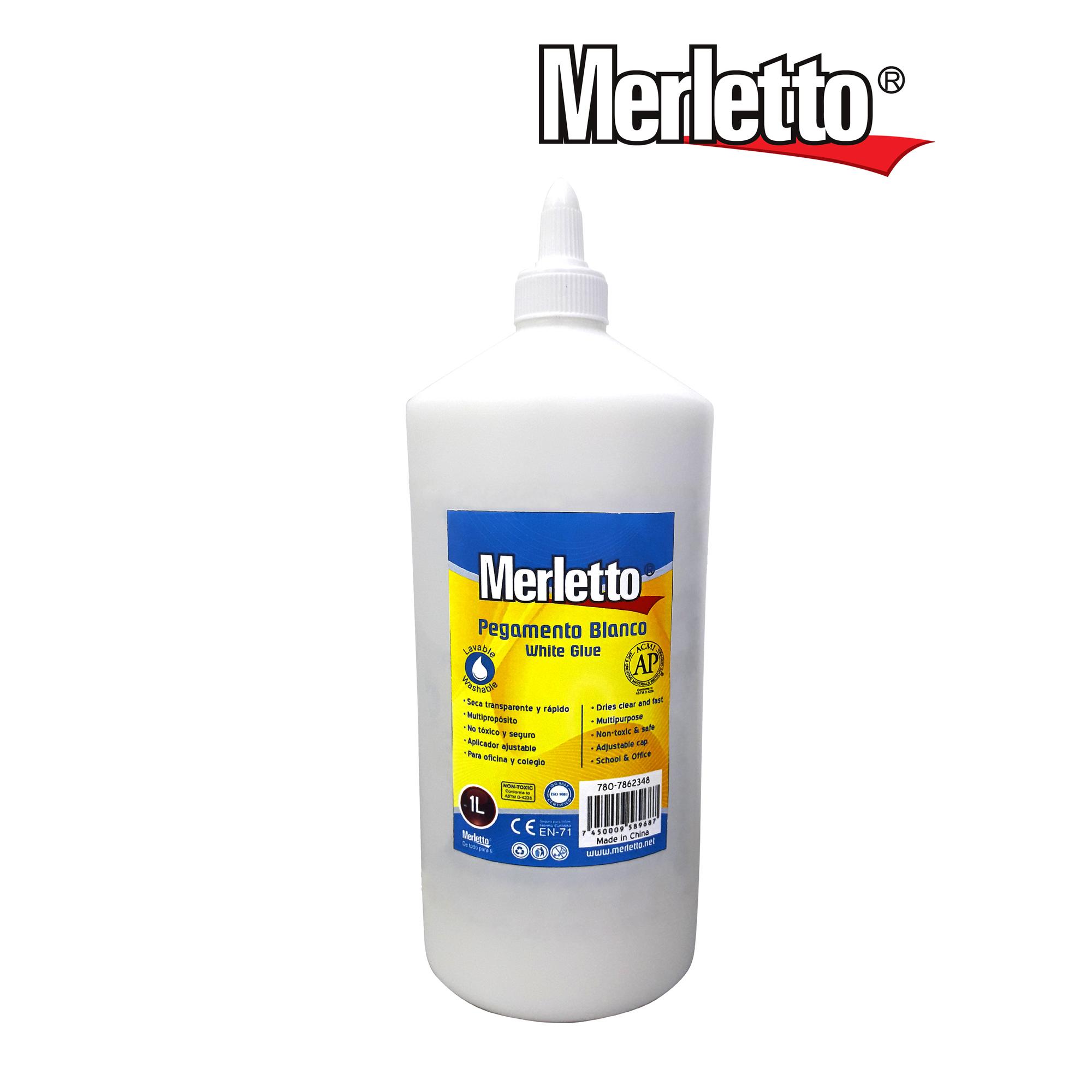 Pegamento Blanco Merletto 1 Litro – Adhesivo lavable, no tóxico y multipropósito de alto rendimiento