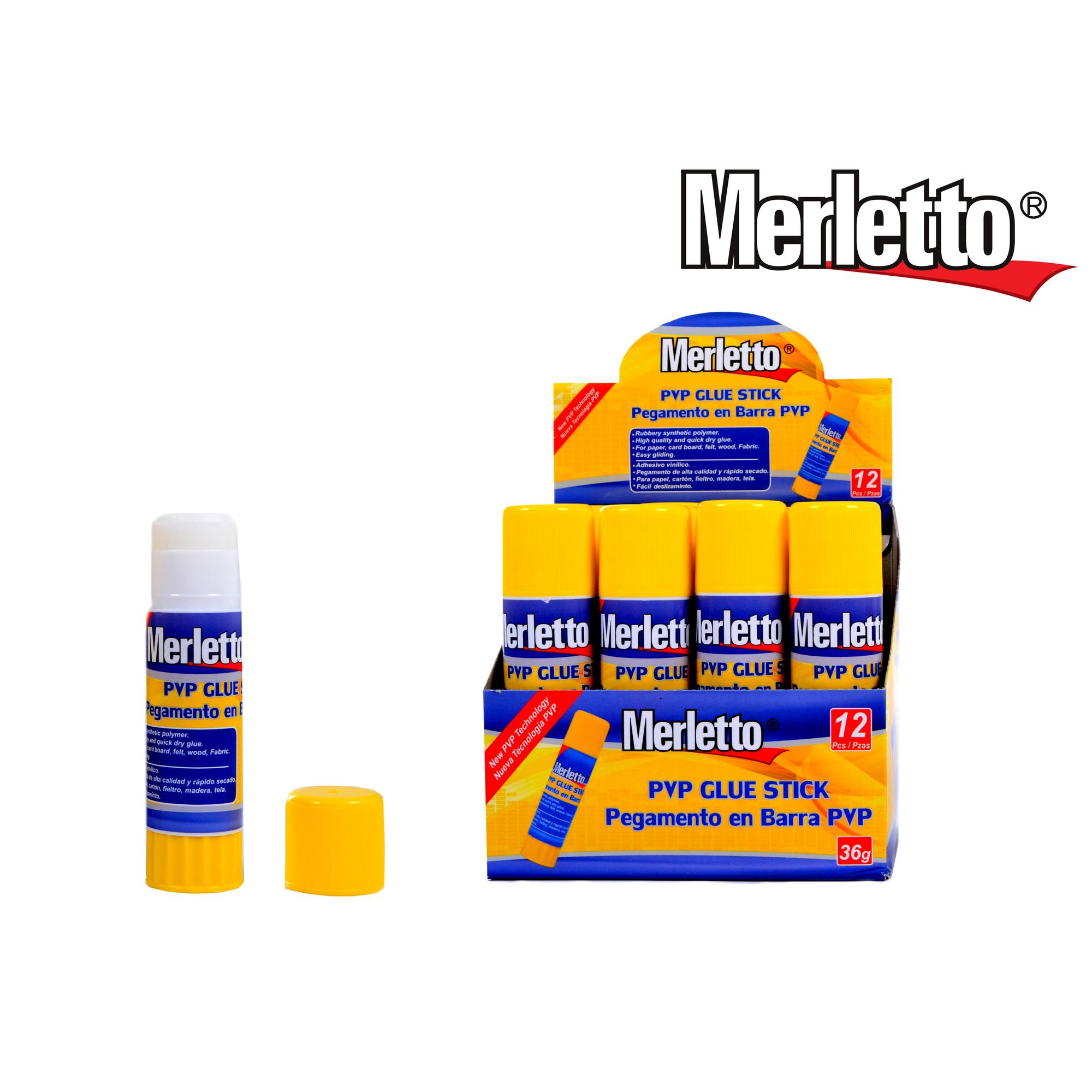 Pegamento en Barra PVP Merletto 36g – Adhesivo escolar de alta adherencia y aplicación limpia