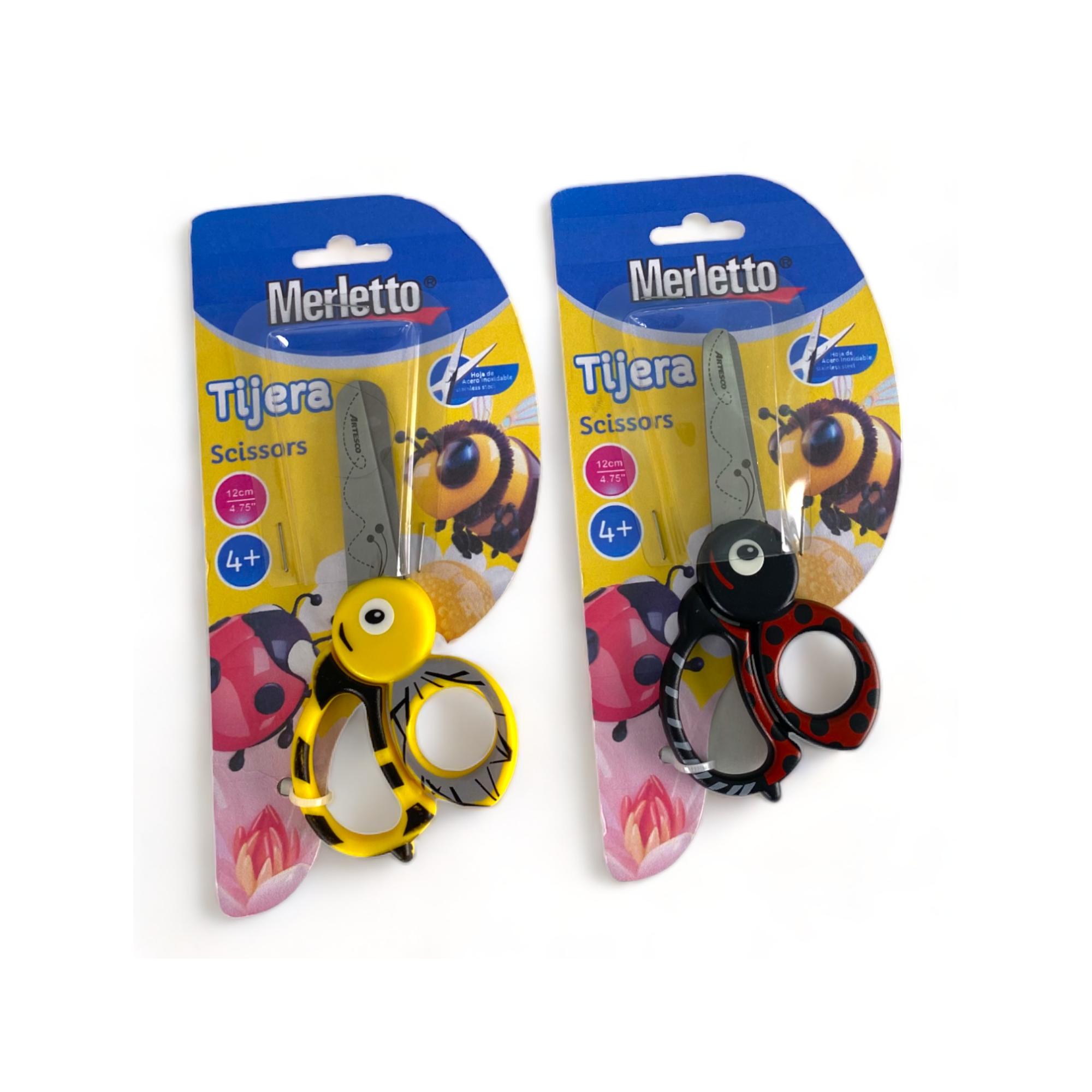 Tijera Merletto Infantil 4.75” Diseño Animales – Colores Surtidos