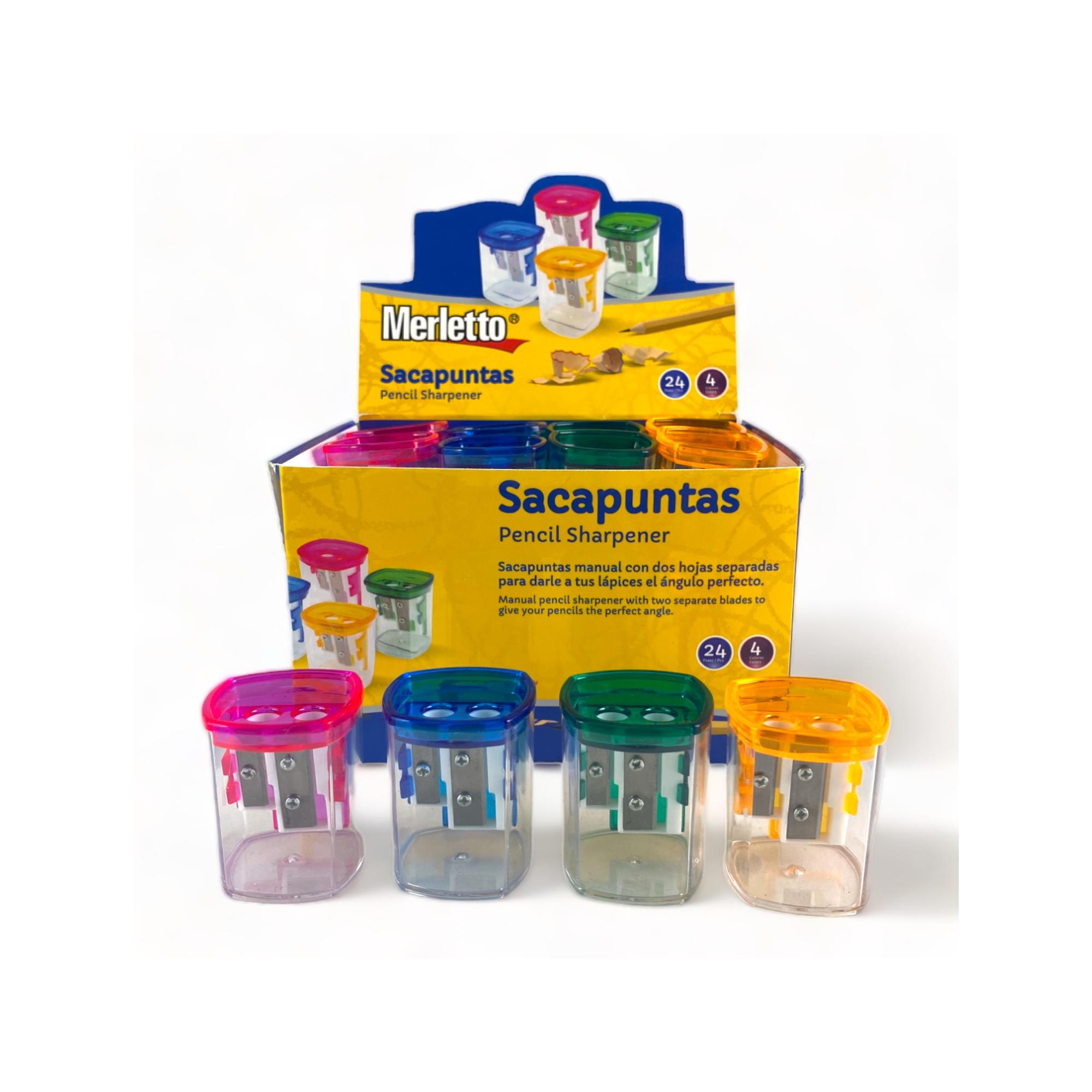 Sacapuntas Doble con Depósito Merletto (Exhibidor x24 unidades)
