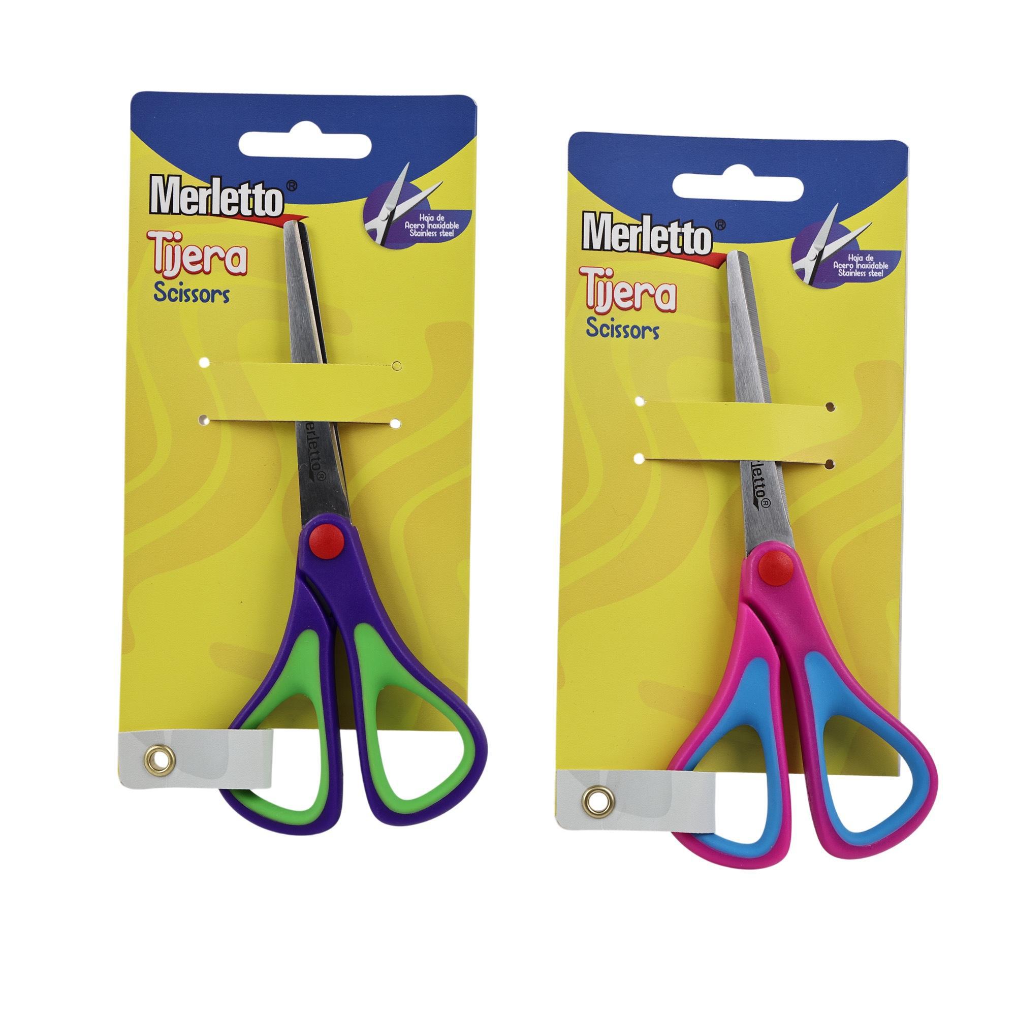 Tijera Merletto Escolar con Mango Bicolor – Acero Inoxidable