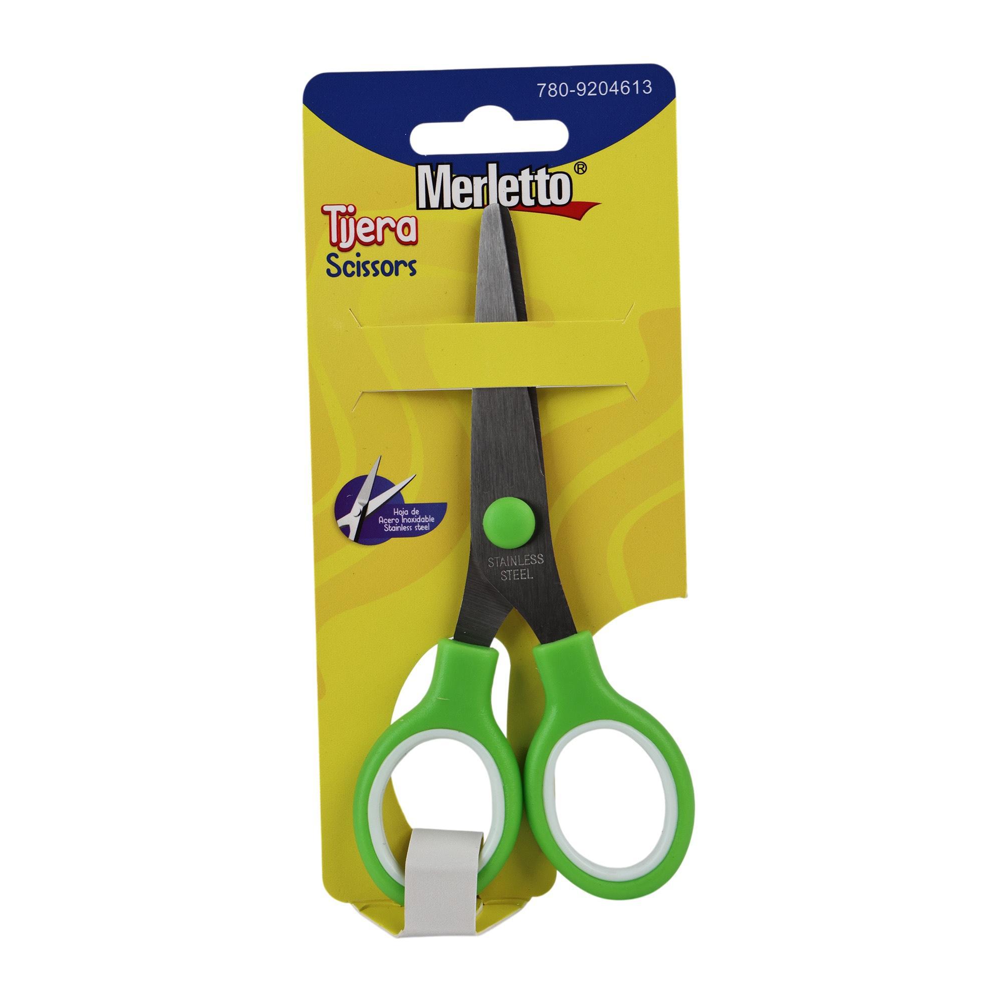 Tijera Merletto Escolar Verde con Hoja de Acero Inoxidable