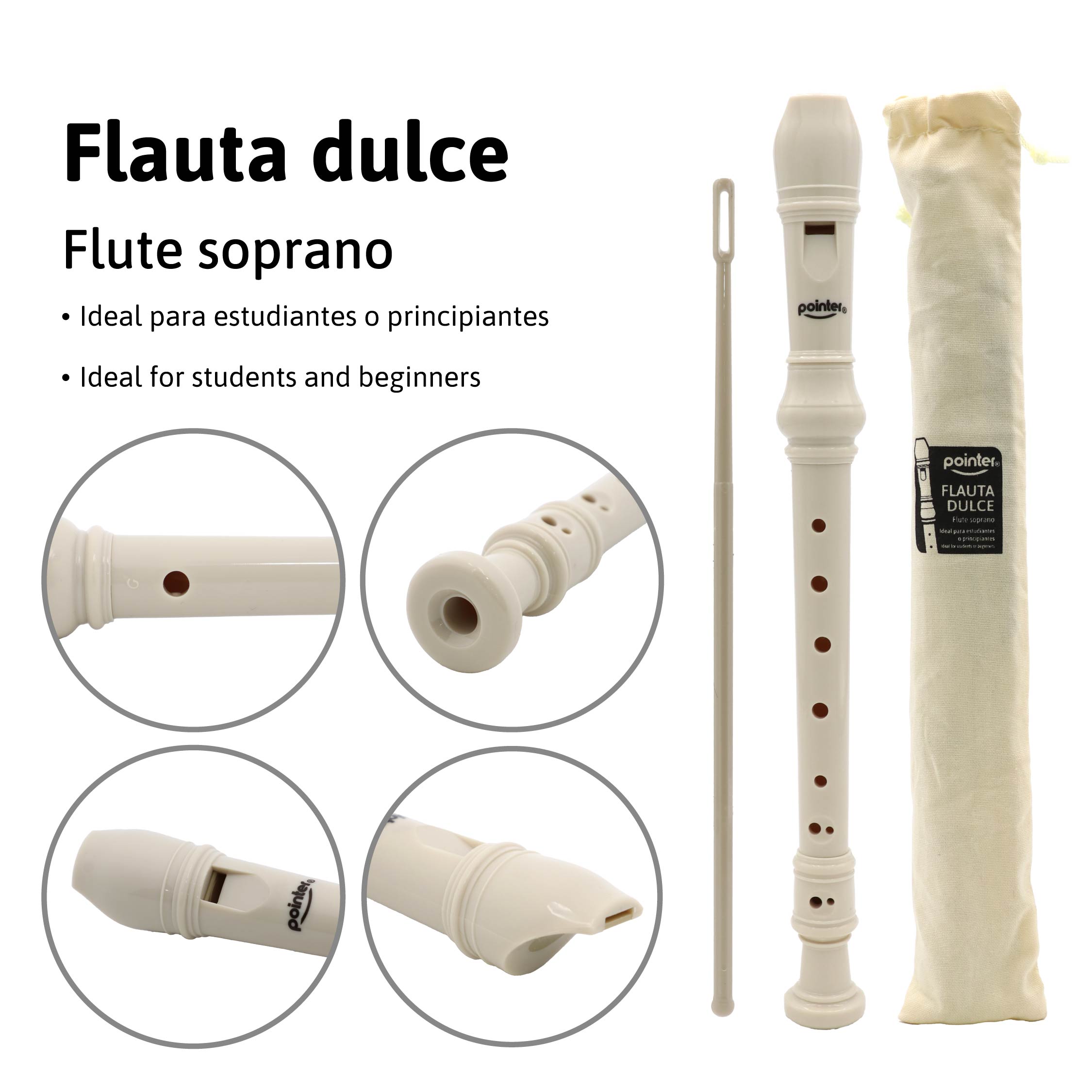 Flauta Dulce Soprano Pointer para Estudiantes y Principiantes