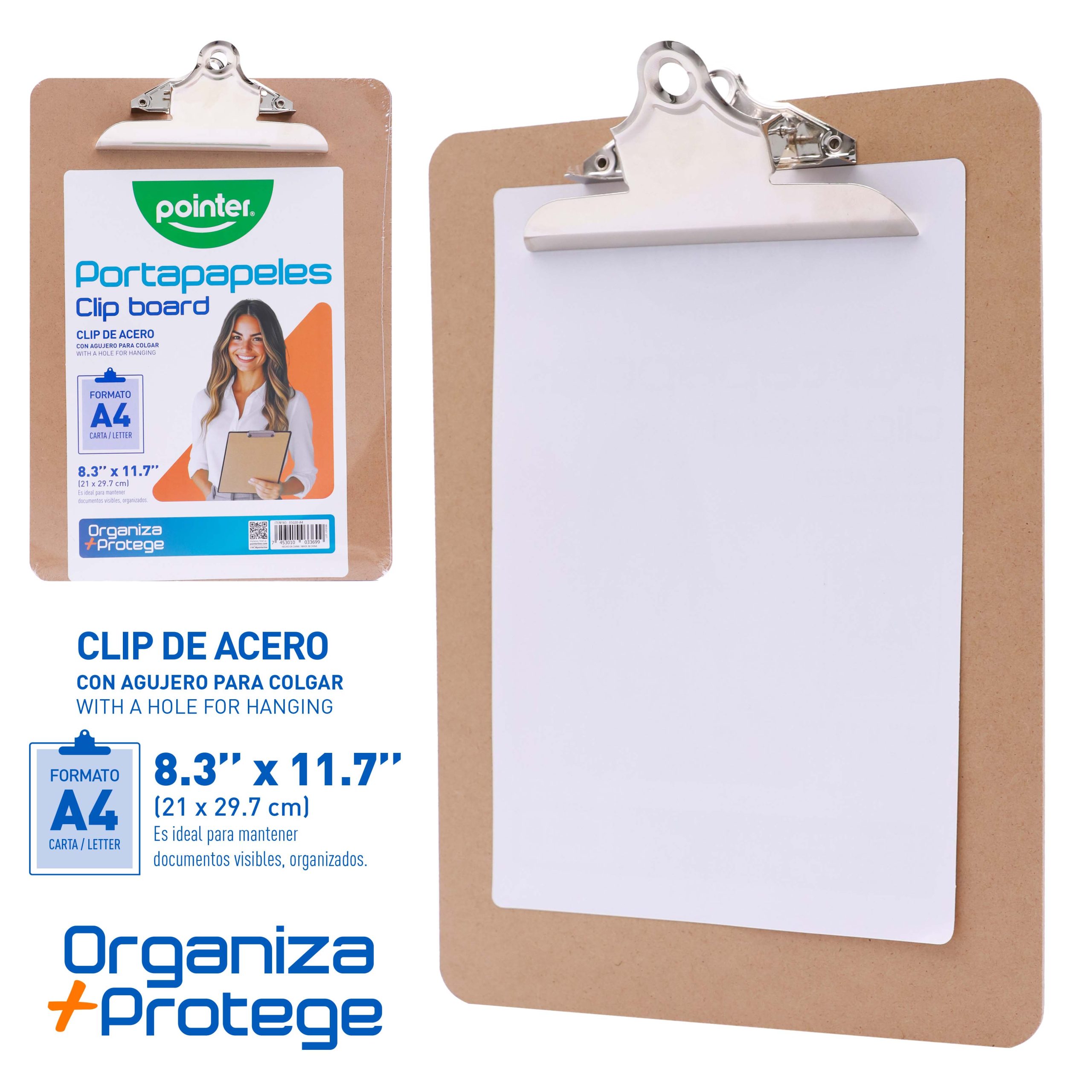 Portapapeles Pointer A4 con Clip de Acero