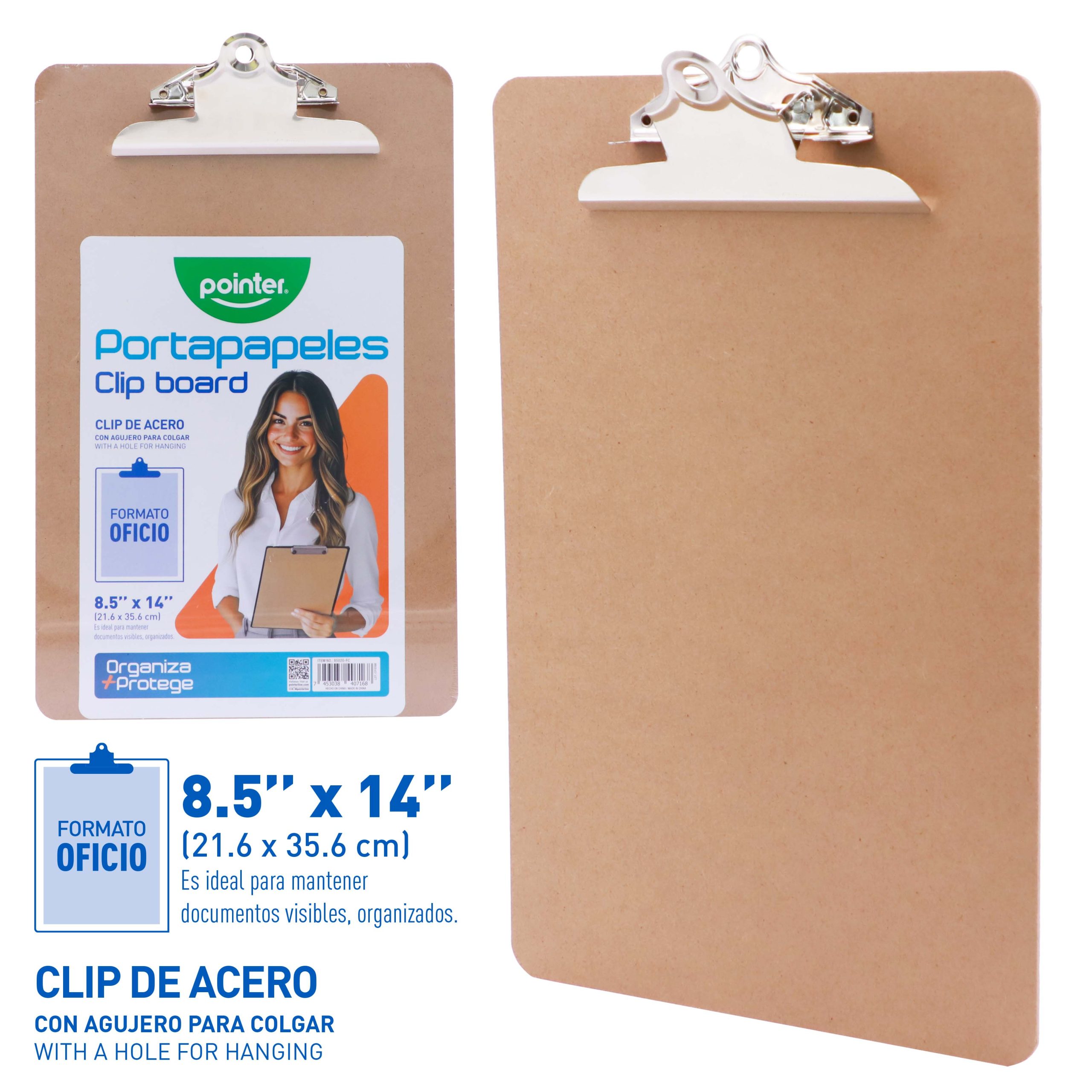 Portapapeles Pointer Formato Oficio con Clip de Acero