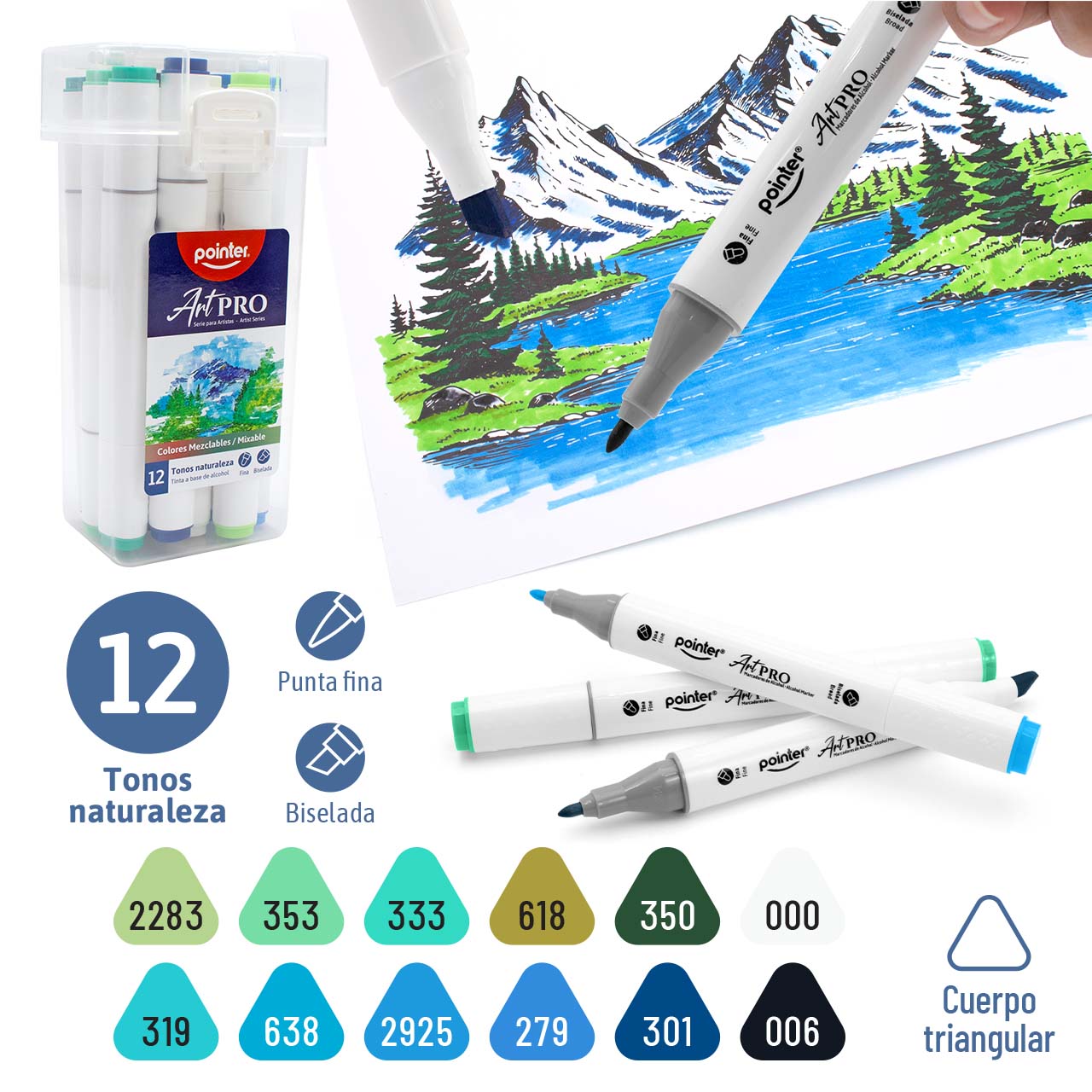 Marcadores Artísticos Doble Punta Pointer Art PRO – Tonos Naturaleza x12