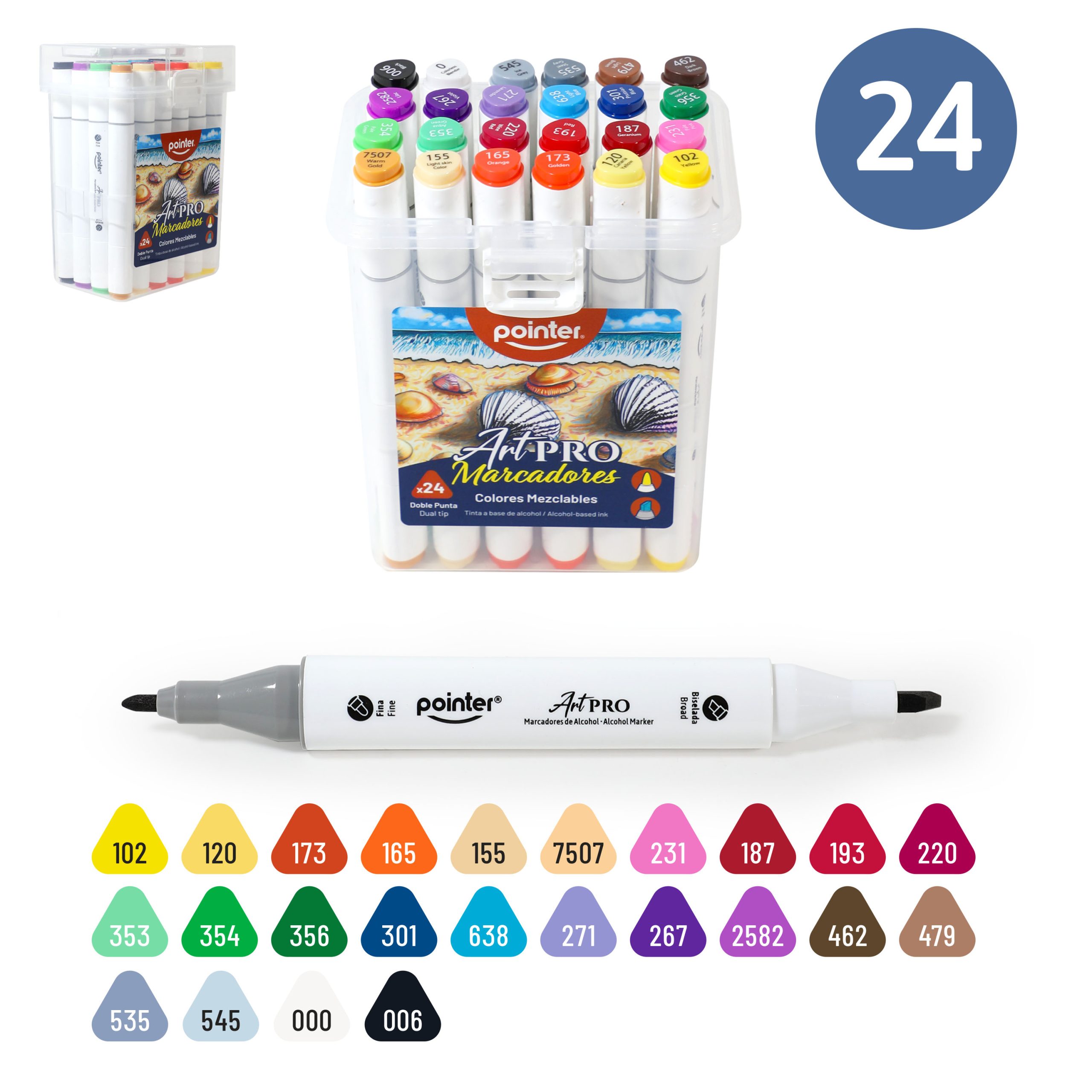 Marcadores Artísticos Doble Punta Pointer Art PRO – Colores Mezclables x24