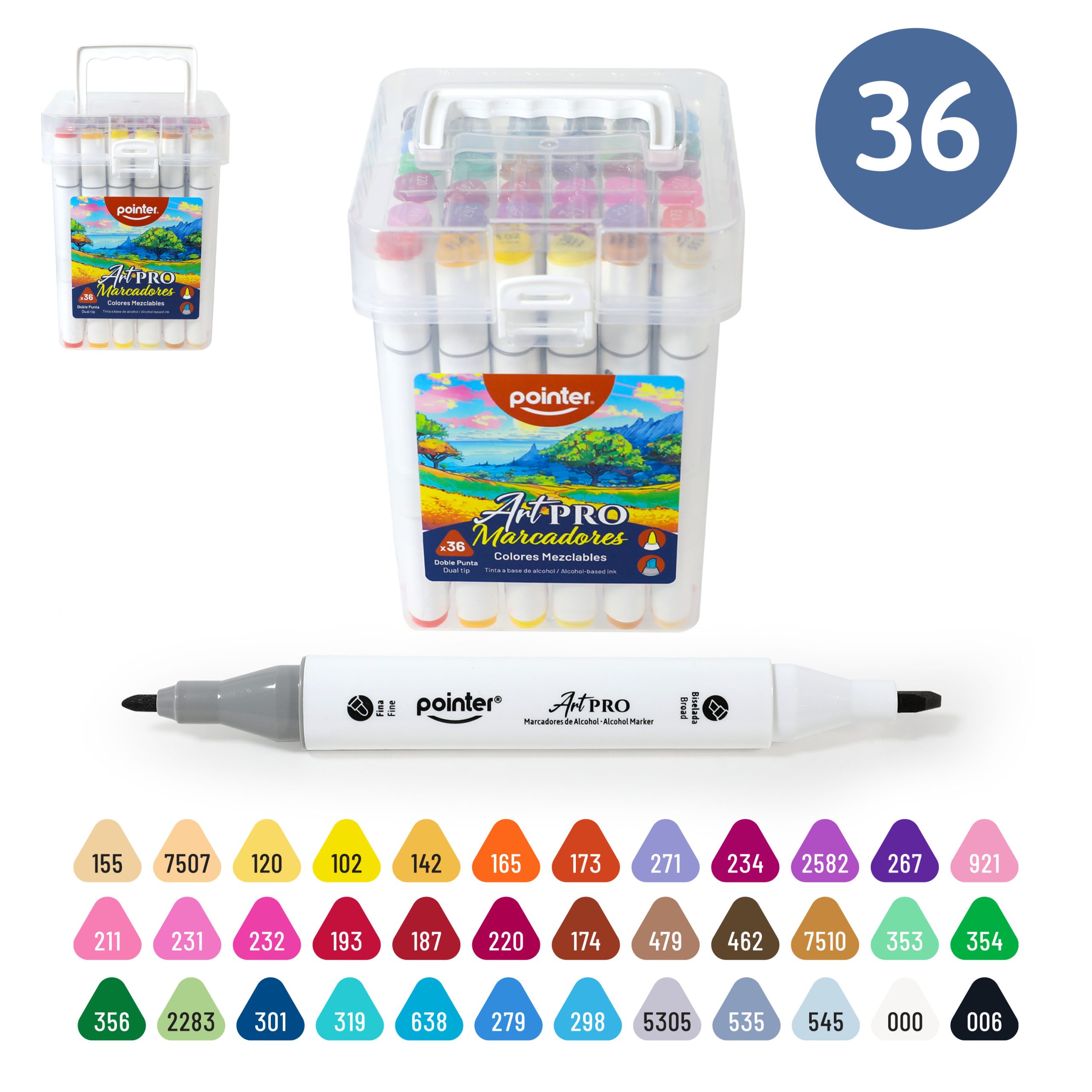 Marcadores Artísticos Doble Punta Pointer Art PRO – Colores Mezclables x36