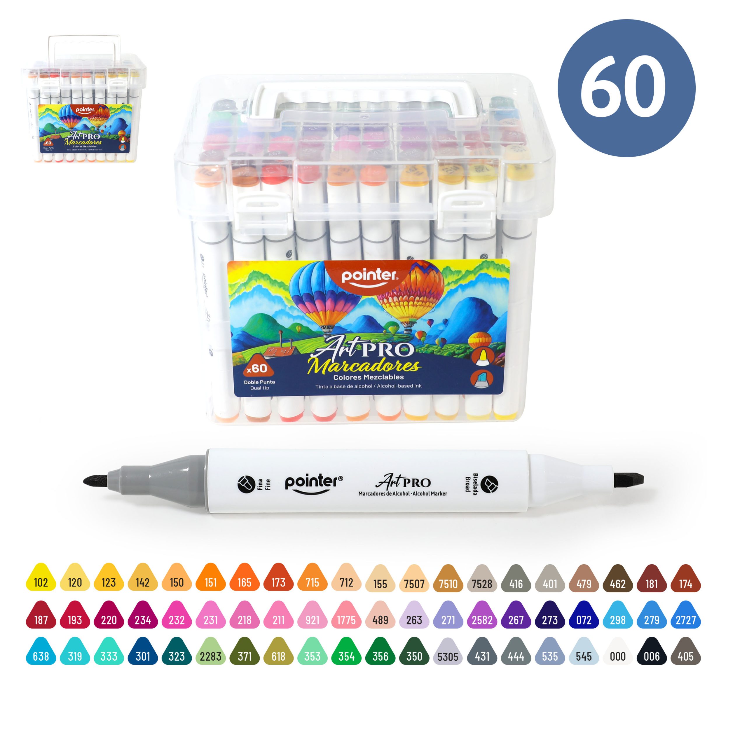 Marcadores Artísticos Doble Punta Pointer Art PRO – Colores Mezclables x60