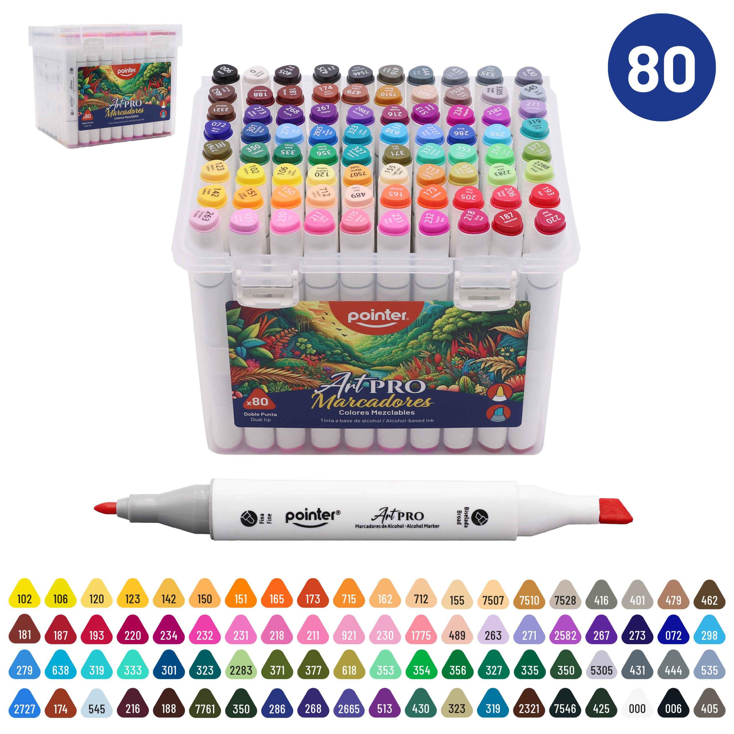 Marcadores Artísticos Doble Punta Pointer Art PRO – Colores Mezclables x80