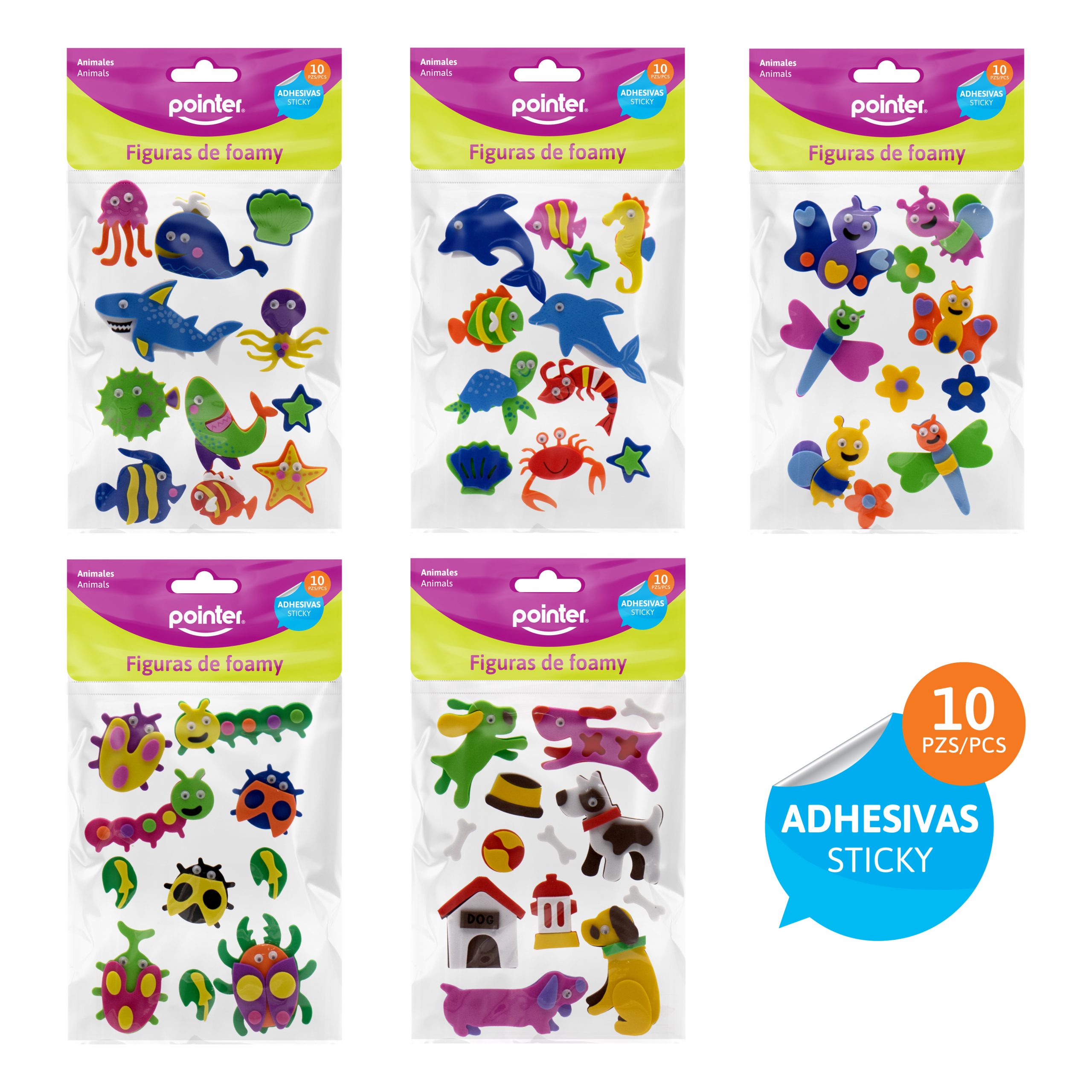 Figuras de Foamy Adhesivas – Animales Surtidos (10 Piezas)