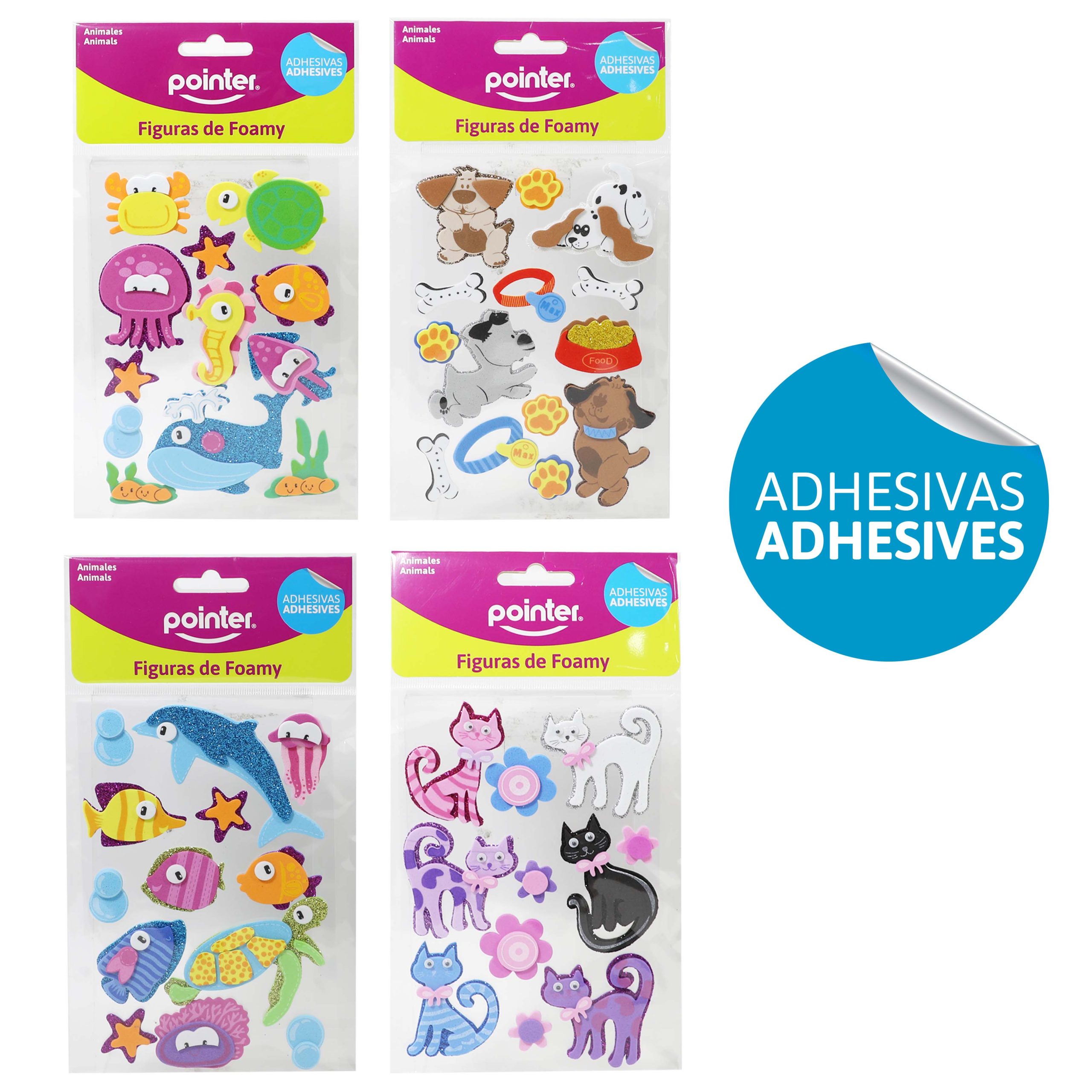 Figuras de Foamy Adhesivas – Animales Surtidos (Marinos, Mascotas y Gatos)