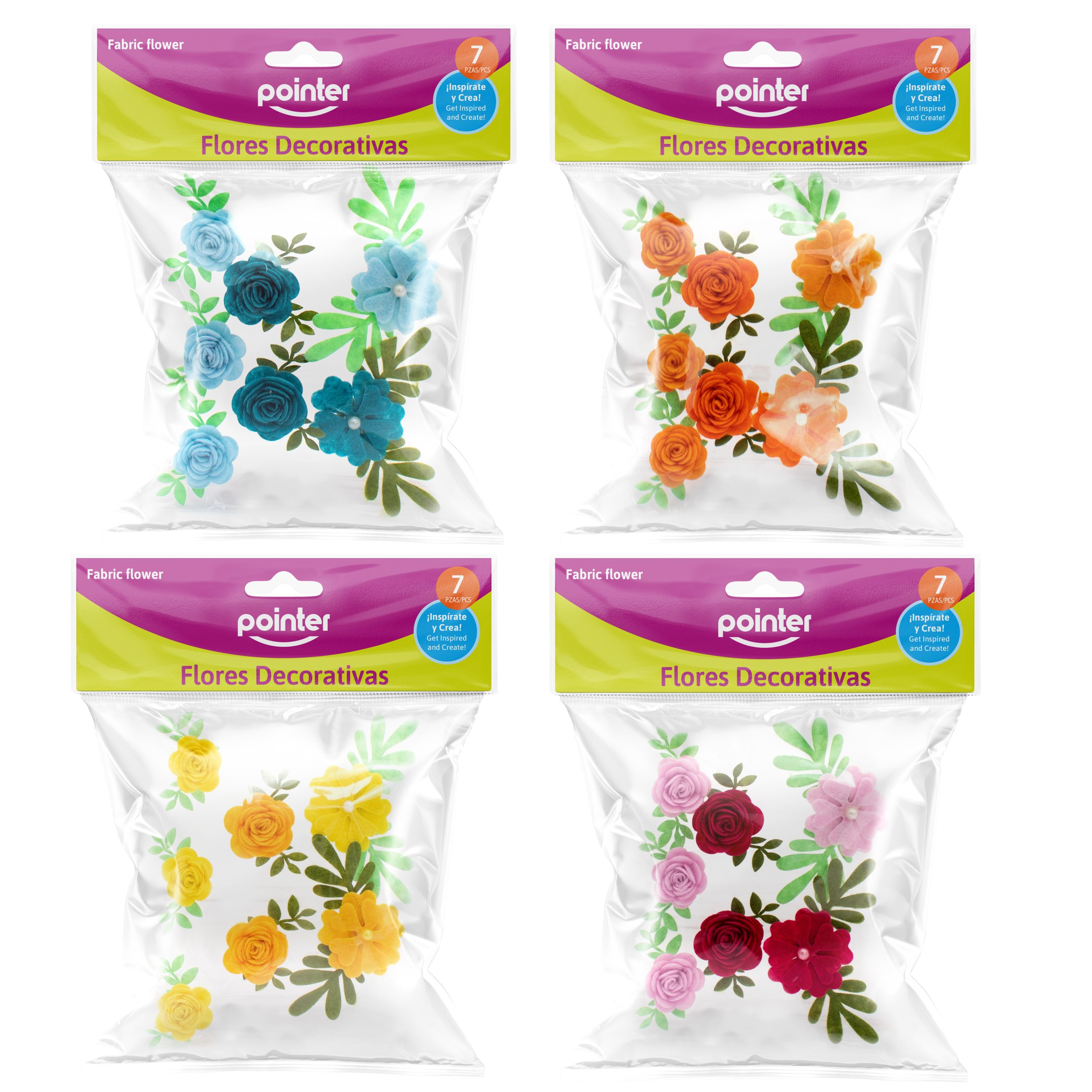 Flores Decorativas de Tela – Diseños Florales Surtidos (7 Piezas)