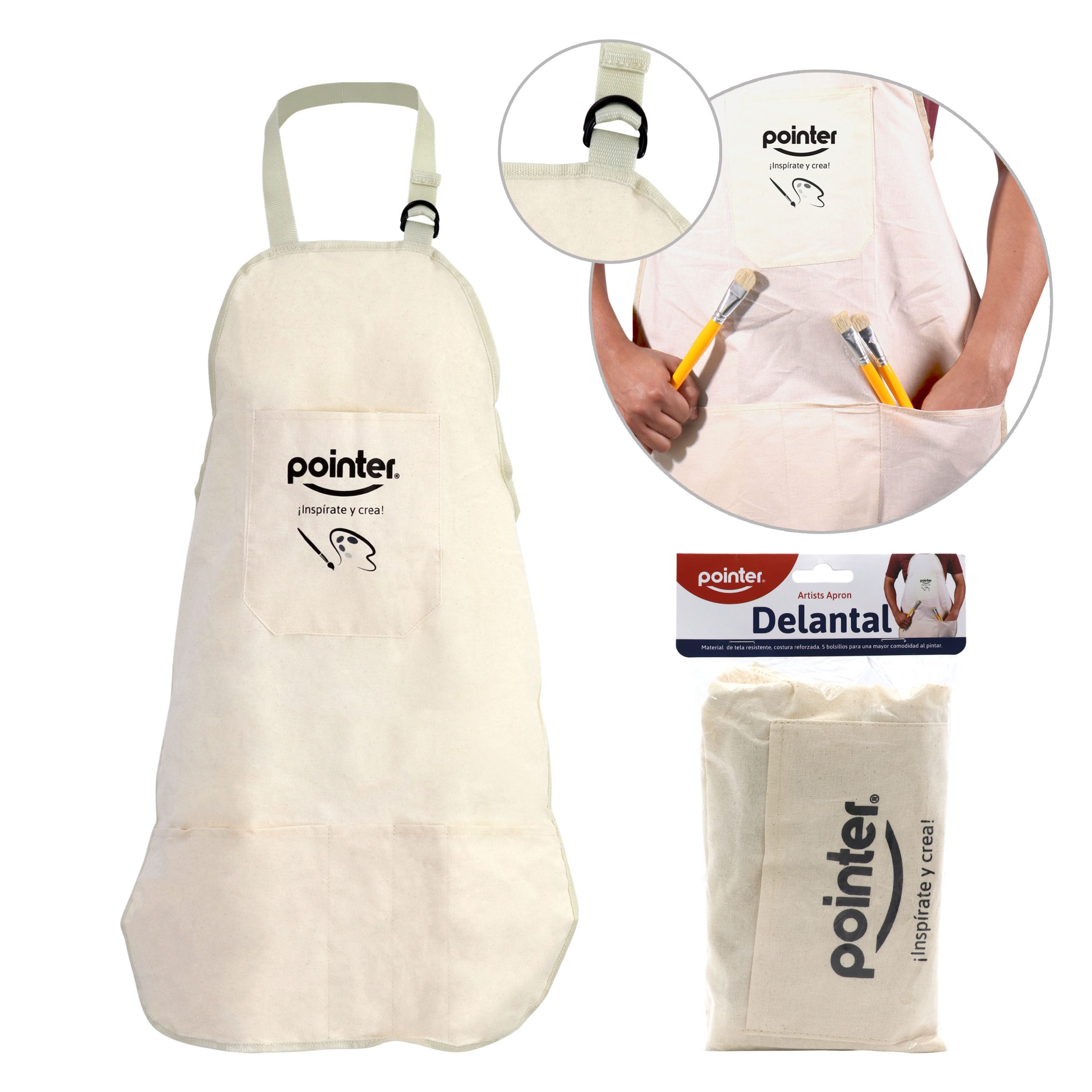 Delantal para Artistas Pointer – Tela Resistente con Bolsillos Frontales