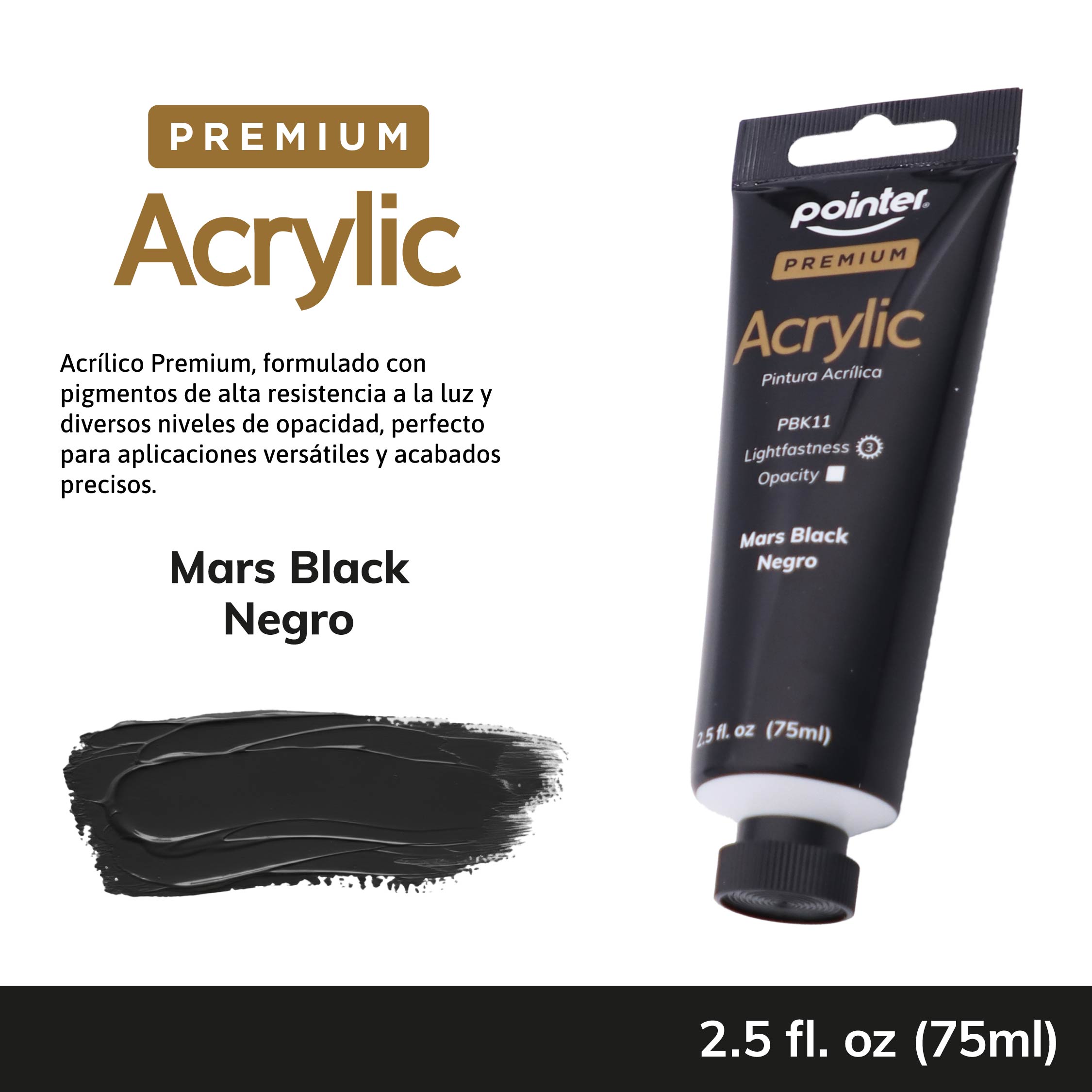 Acrílico Premium Pointer – Mars Black / Negro (75 ml)