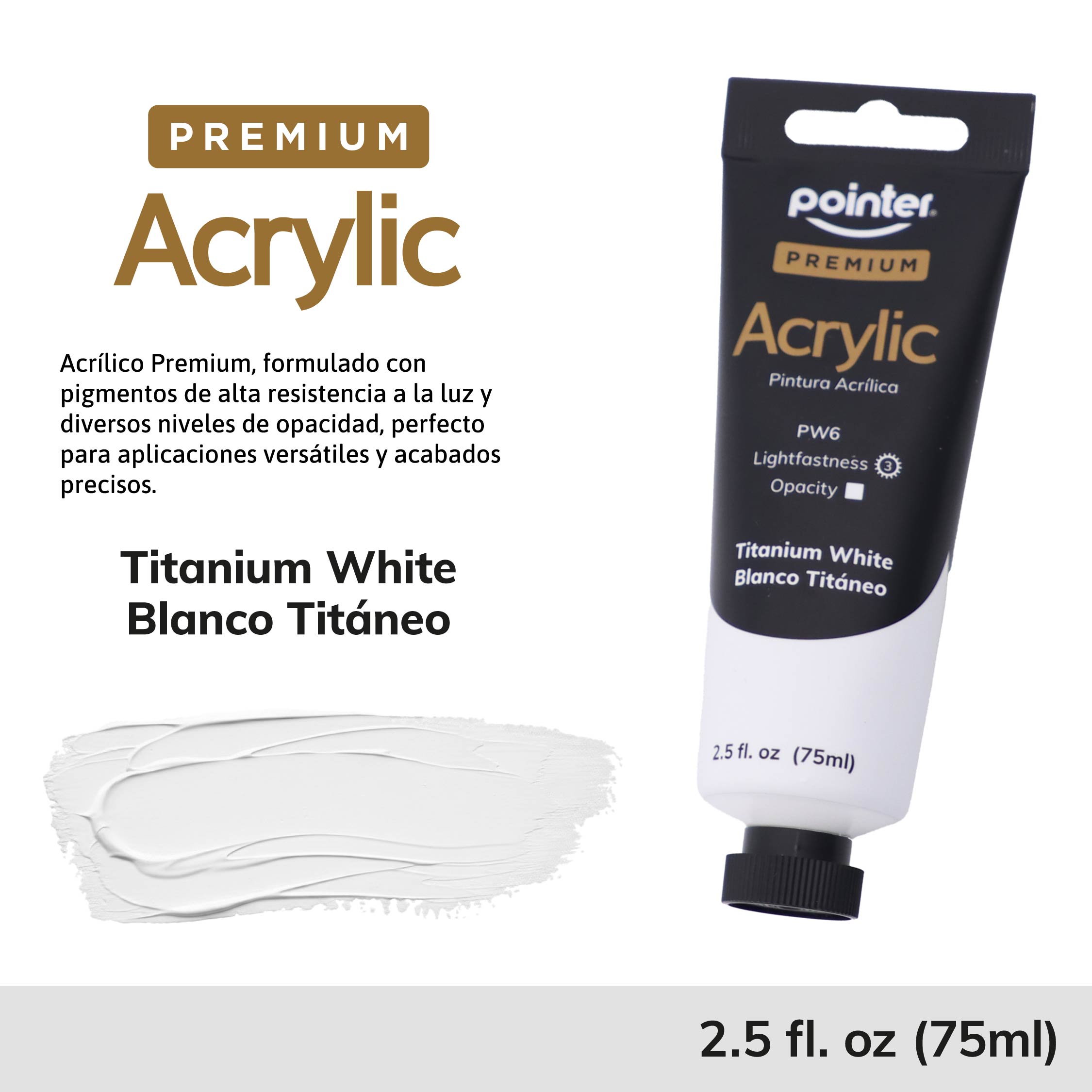 Acrílico Premium Pointer – Titanium White / Blanco Titáneo (75 ml)