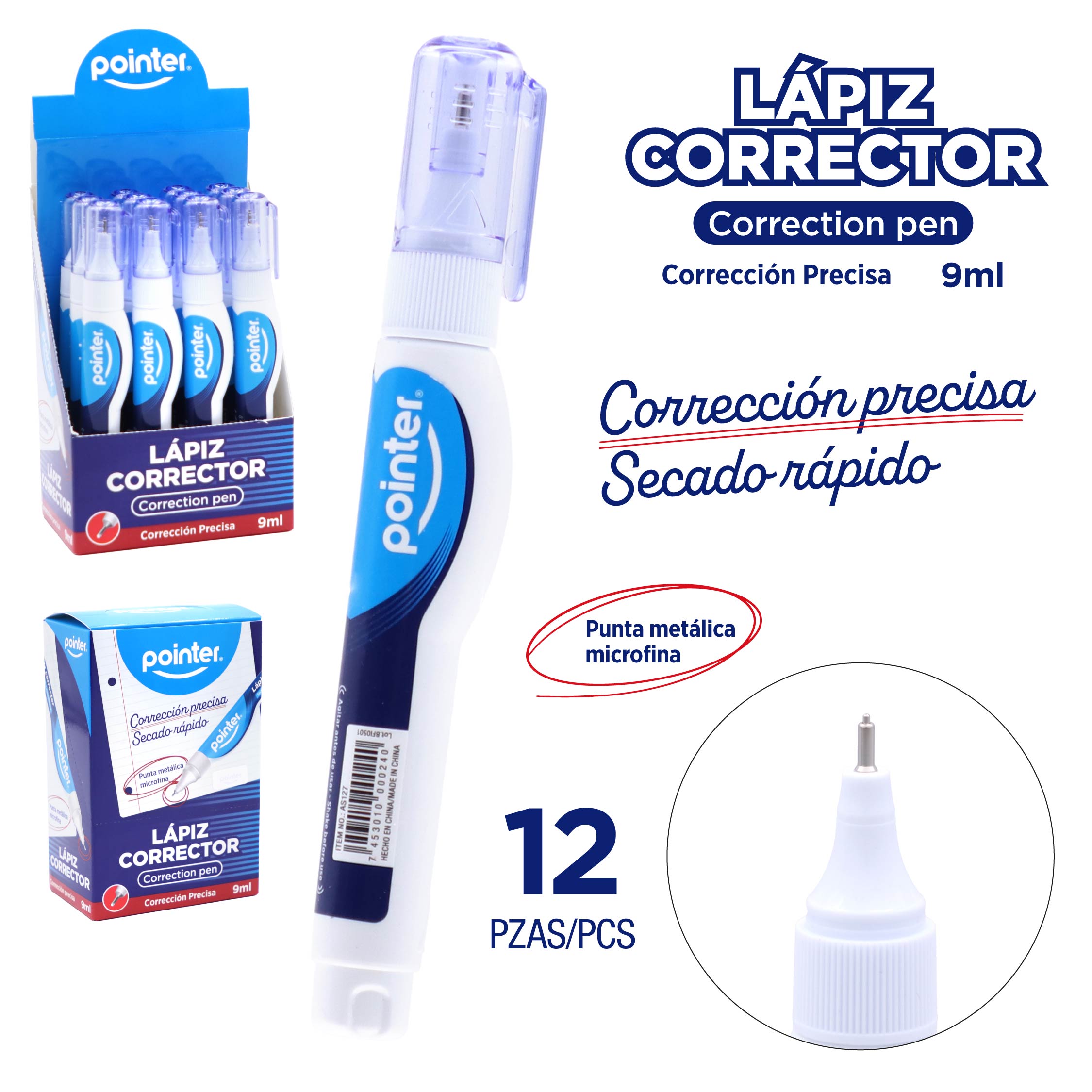 Lápiz Corrector Pointer – Correction Pen 9 ml