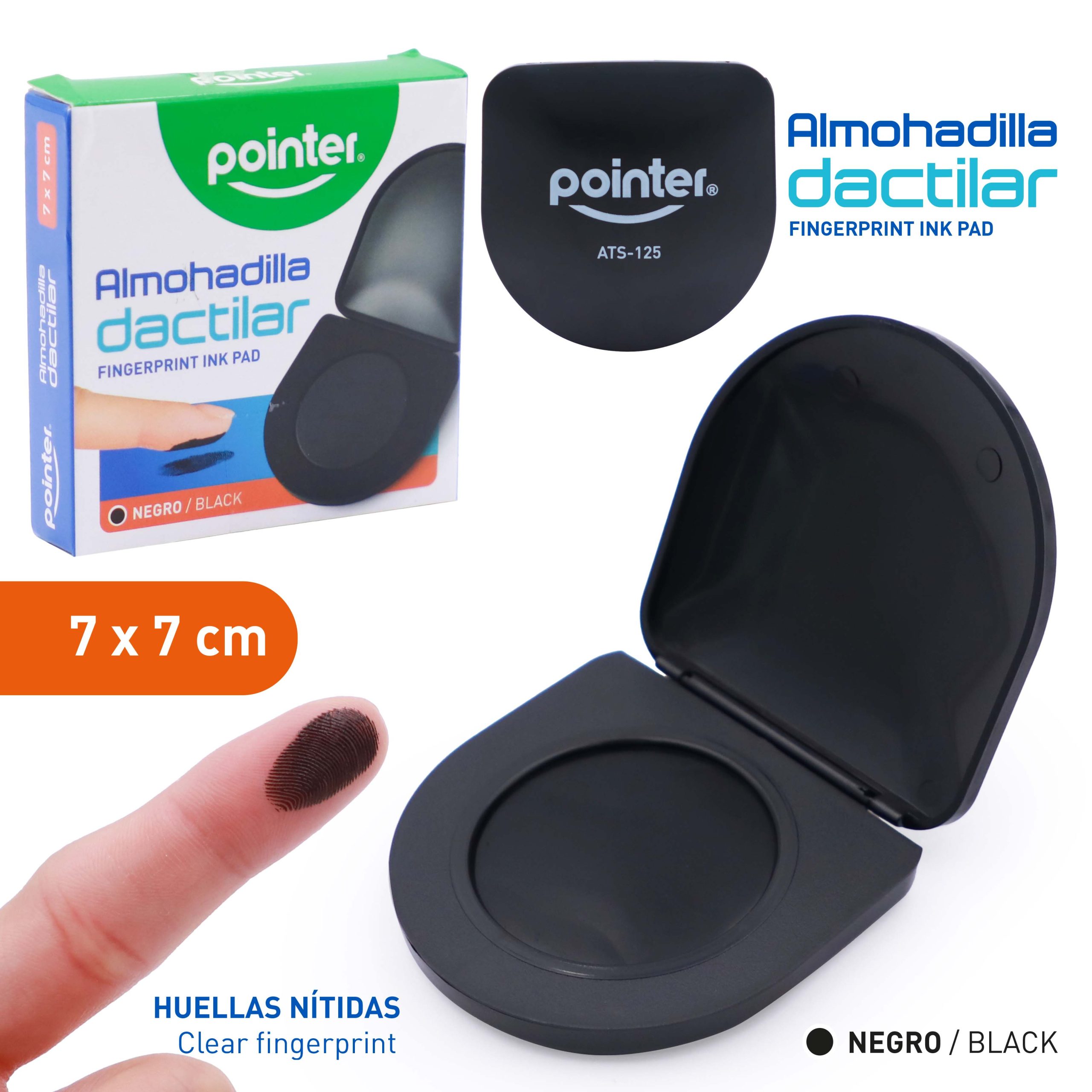 Almohadilla Dactilar Pointer – Fingerprint Ink Pad Negro (7×7 cm)