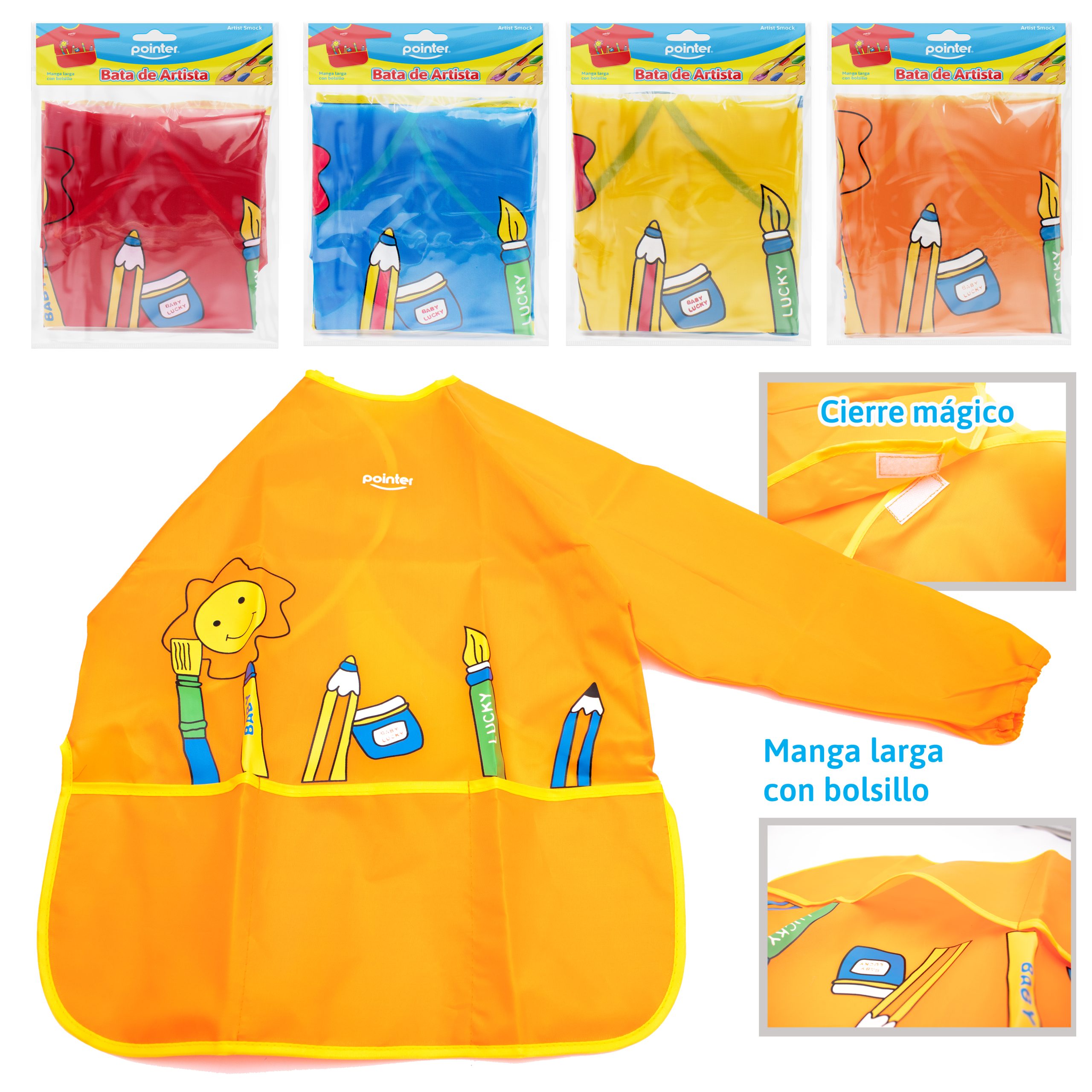 Bata de Artista Infantil – Manga Larga con Bolsillo Pointer