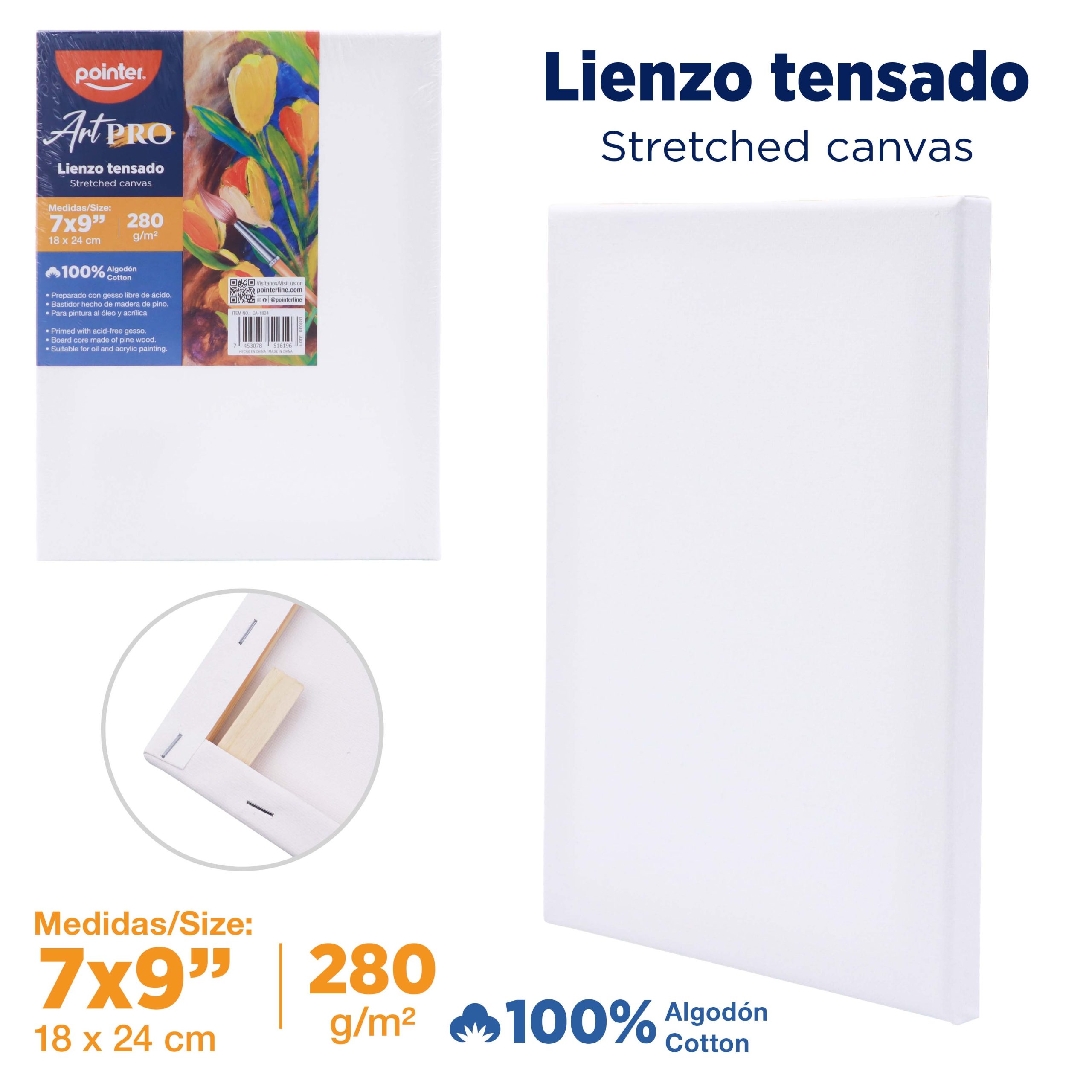 Lienzo Tensado Art PRO 7 x 9 pulgadas (280 g/m²)