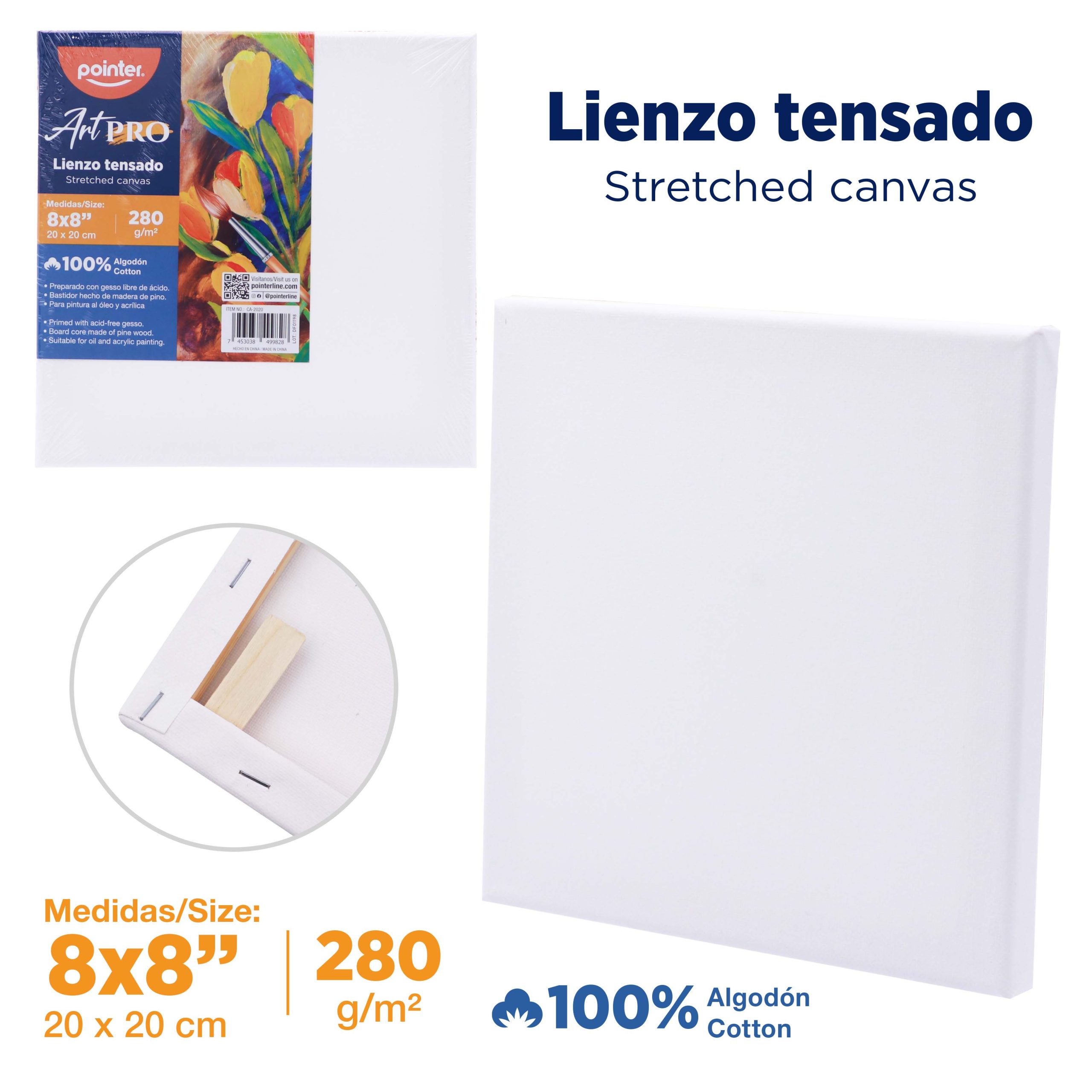 Lienzo Tensado Art PRO 8 x 8 pulgadas (280 g/m²)