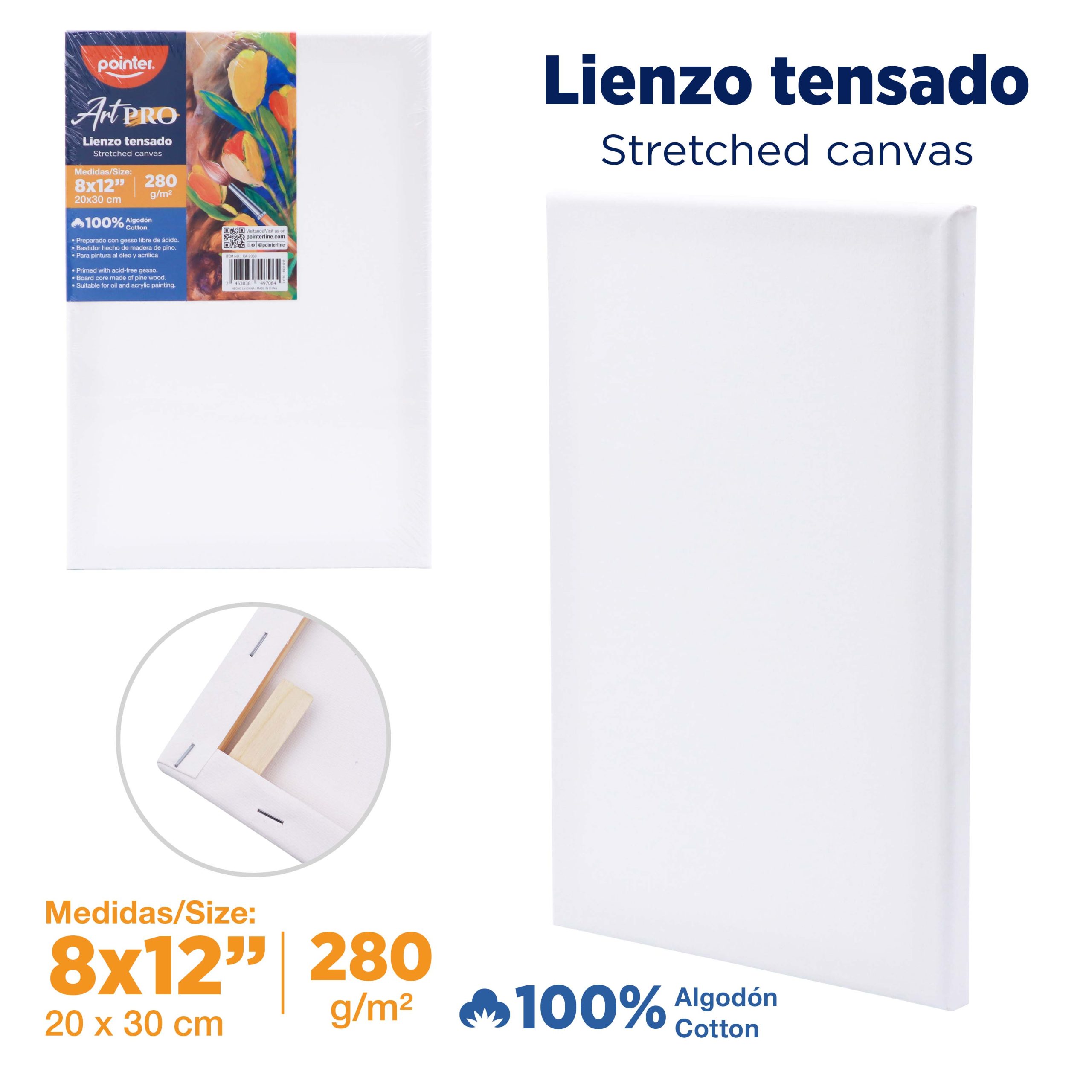 Lienzo Tensado Art PRO 8 x 12 pulgadas (280 g/m²)