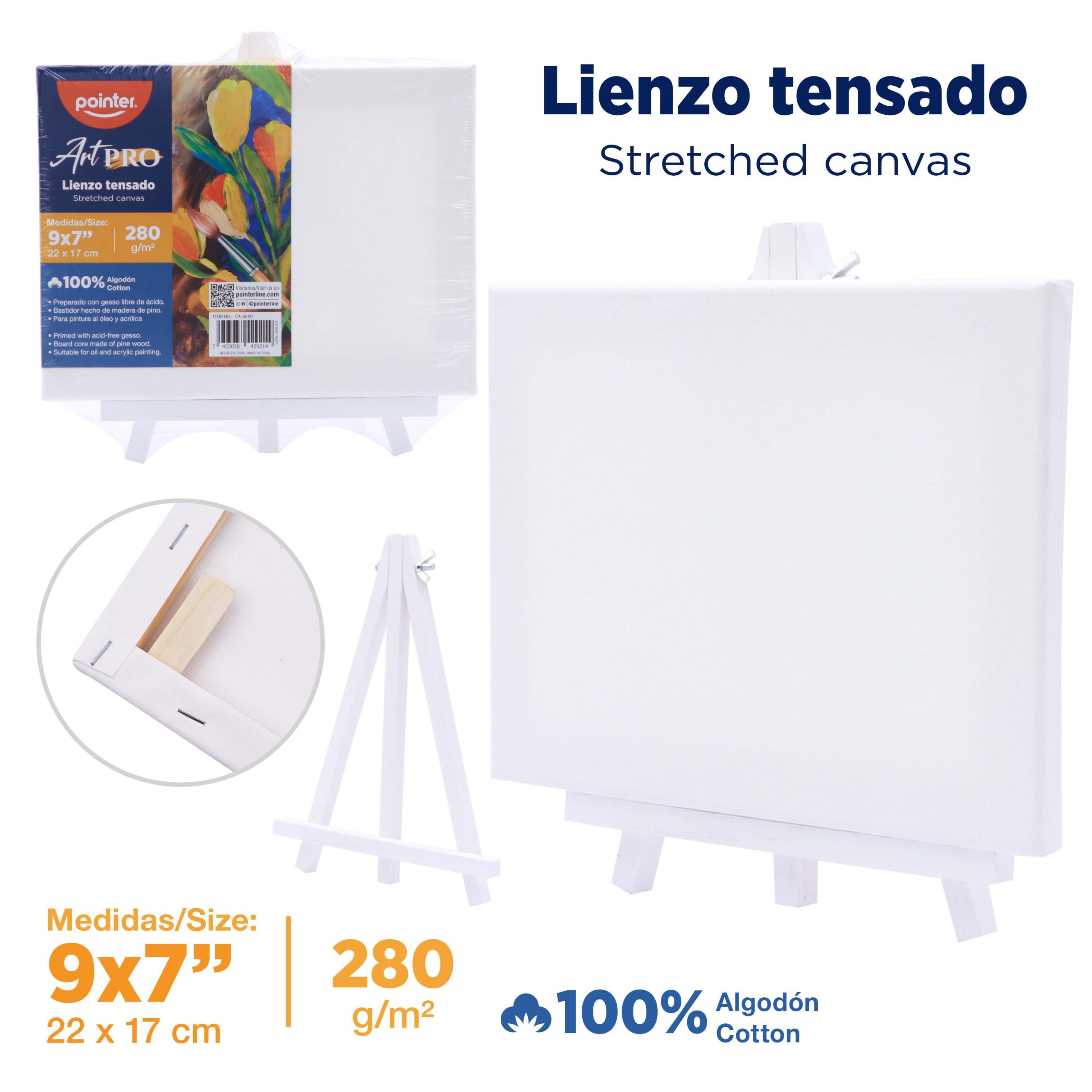 Lienzo Tensado Art PRO 9 x 7 pulgadas (280 g/m²)