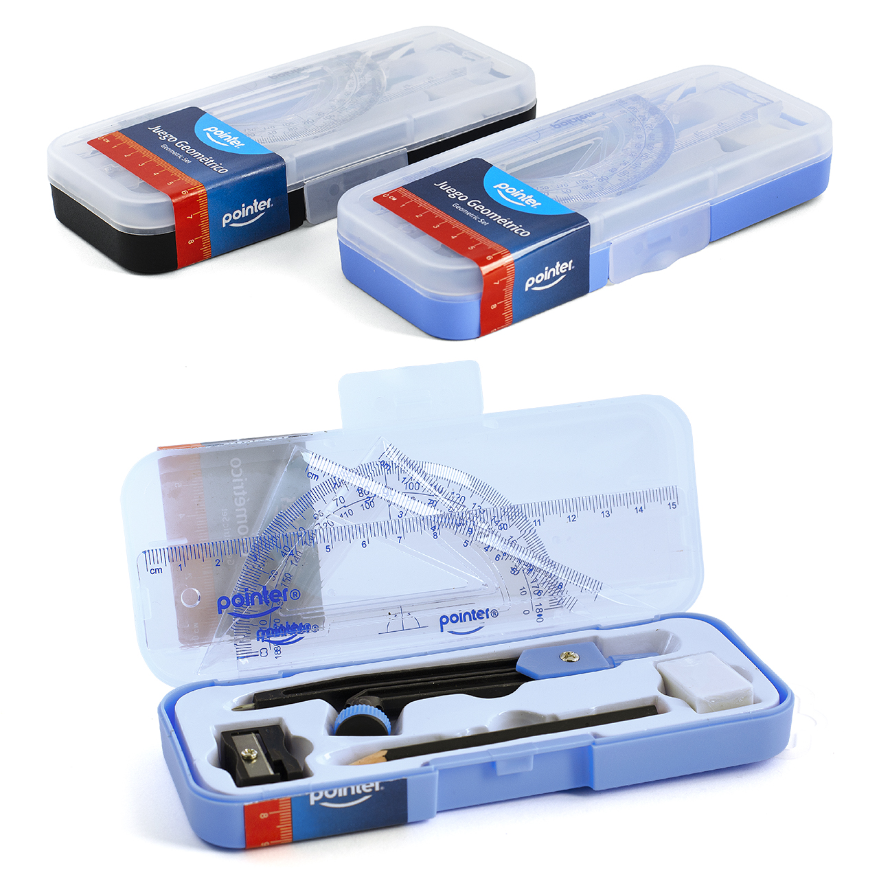 Juego Geométrico Escolar con Estuche Rígido – Diseño Compacto Pointer