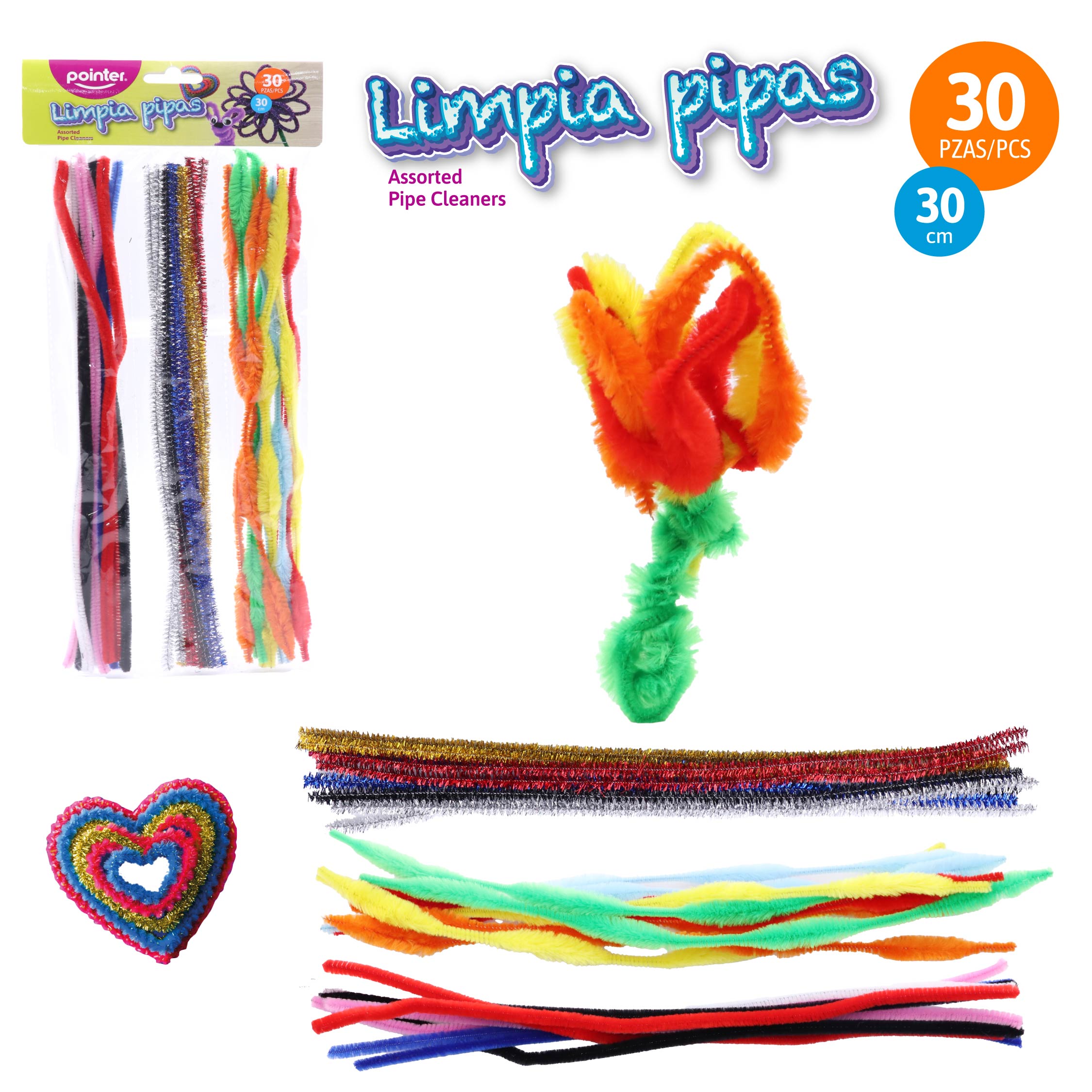 Limpia Pipas de Colores Pointer – Set x30 (30cm)
