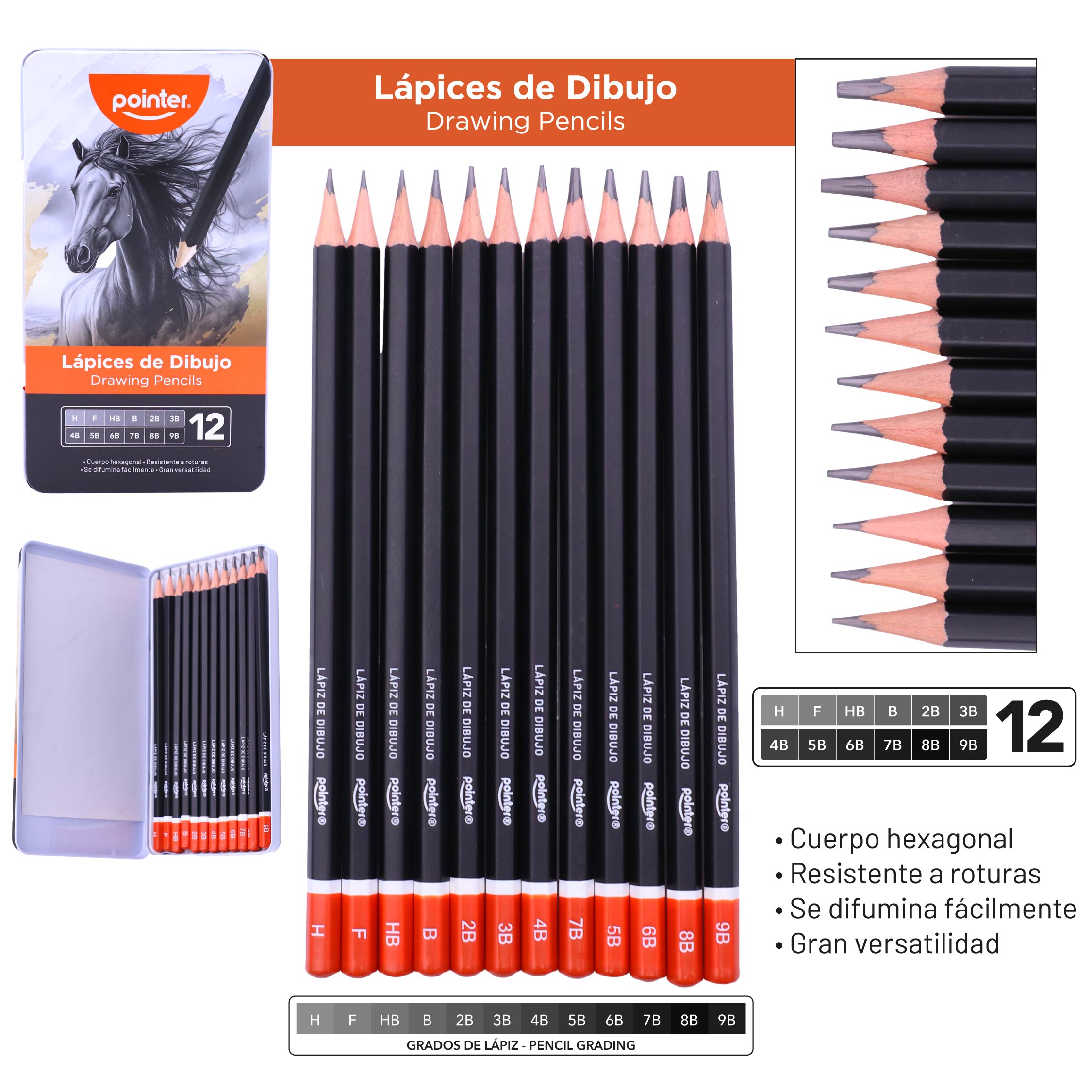 Lápices de Dibujo Art PRO – Set Profesional x12