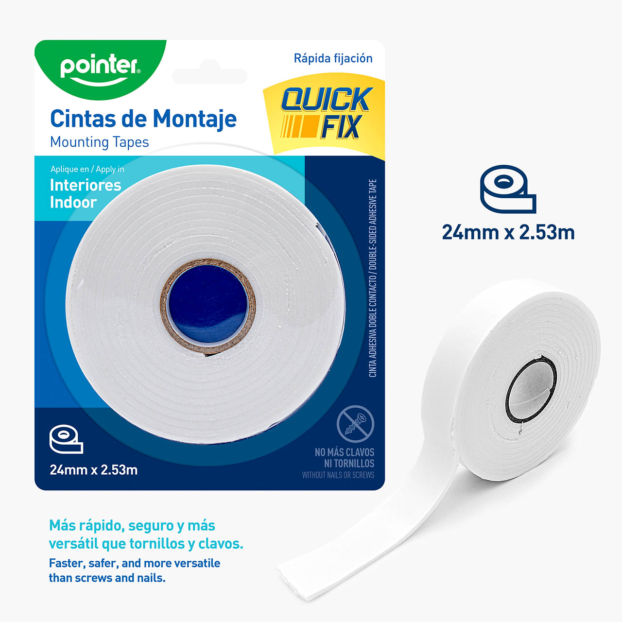 Cinta de Montaje Pointer Quick Fix 24mm x 2.53m