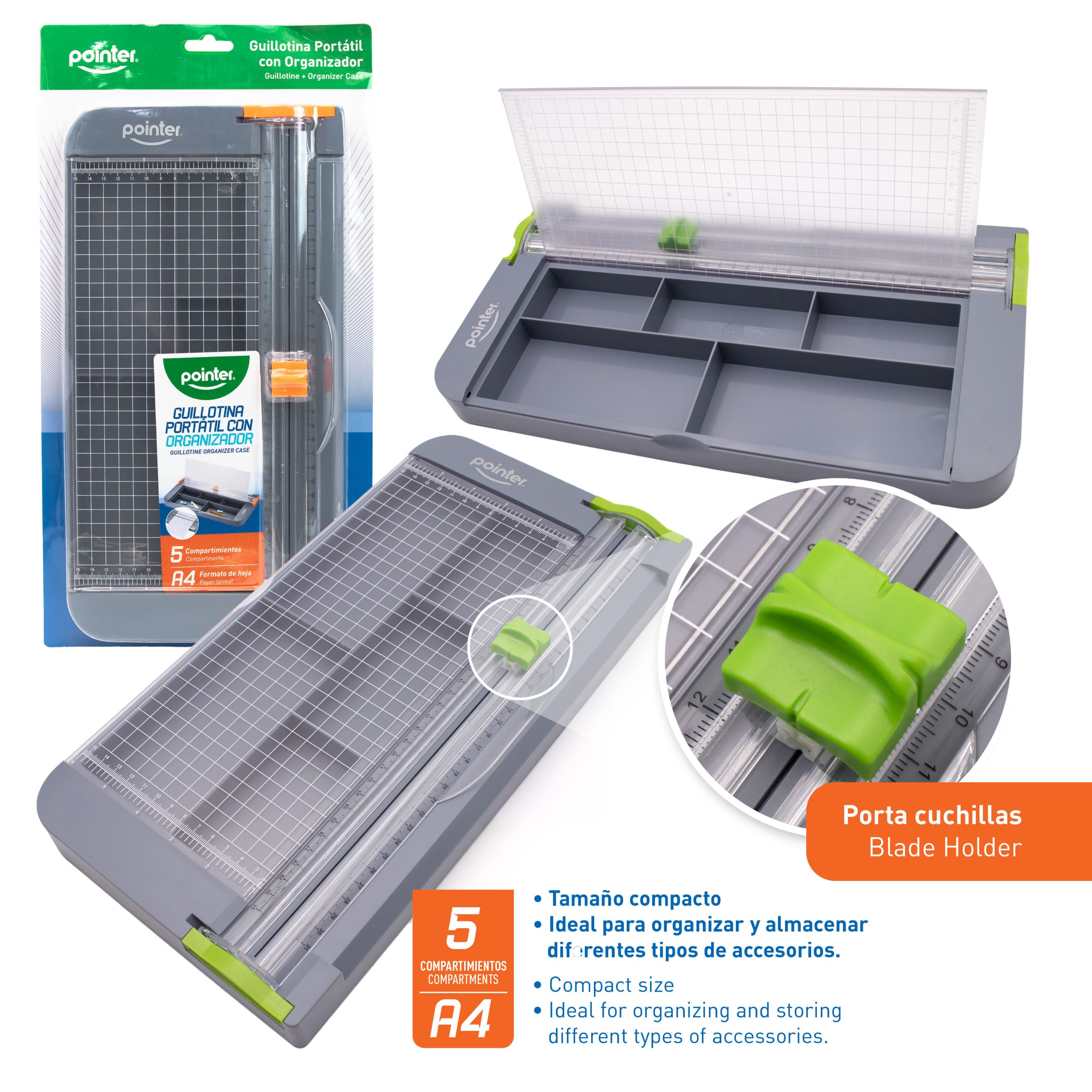 Guillotina Portátil Pointer con Organizador – Formato A4