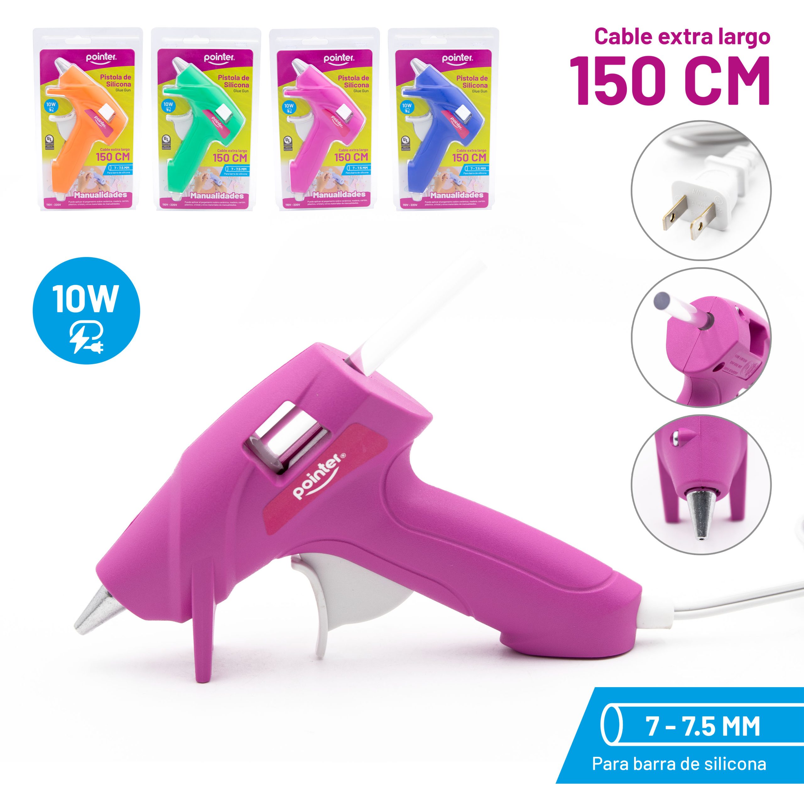 Pistola de Silicona Pointer 10W – Cable Extra Largo 150cm Pointer