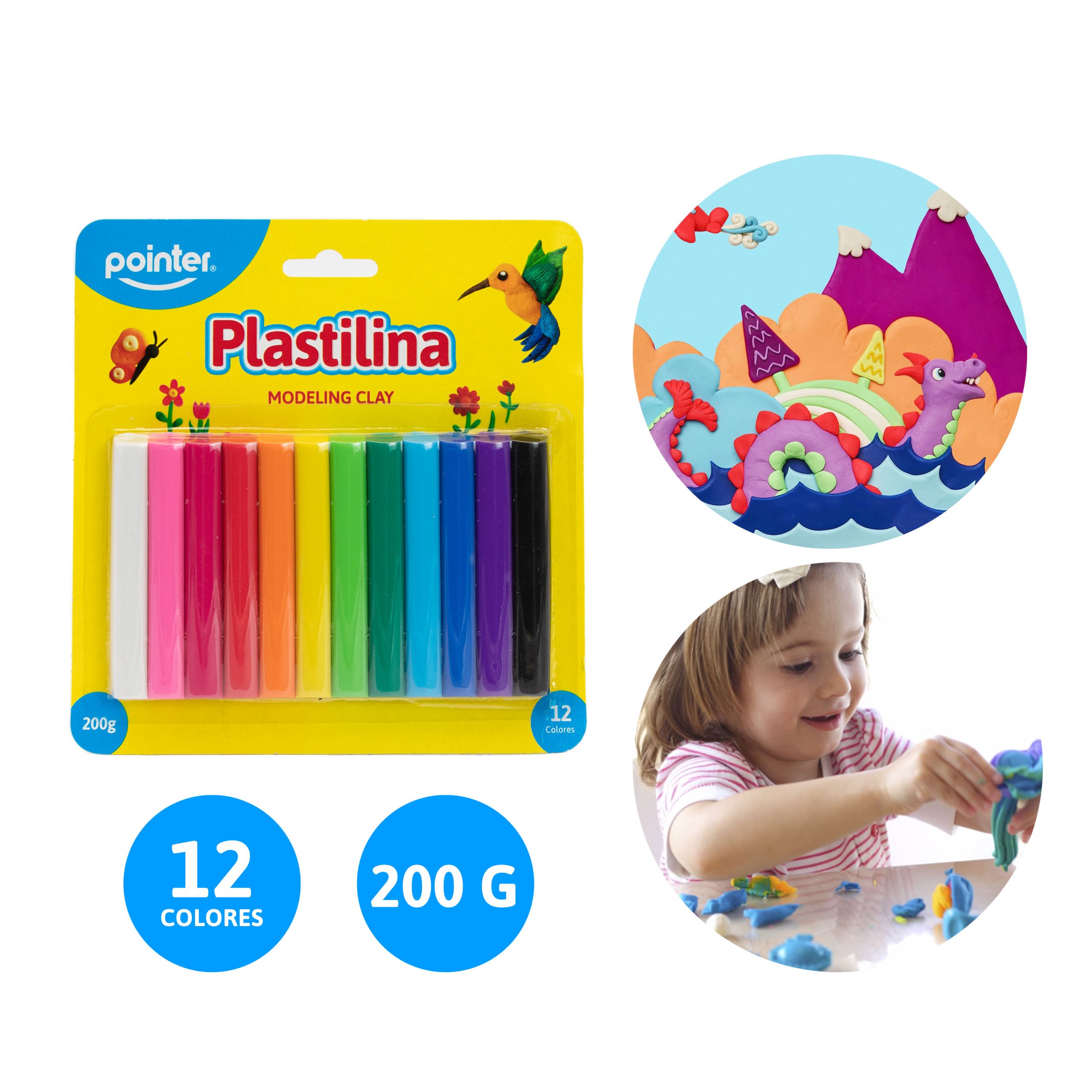 Plastilina Pointer Multicolor 200g – 12 Colores Pointer