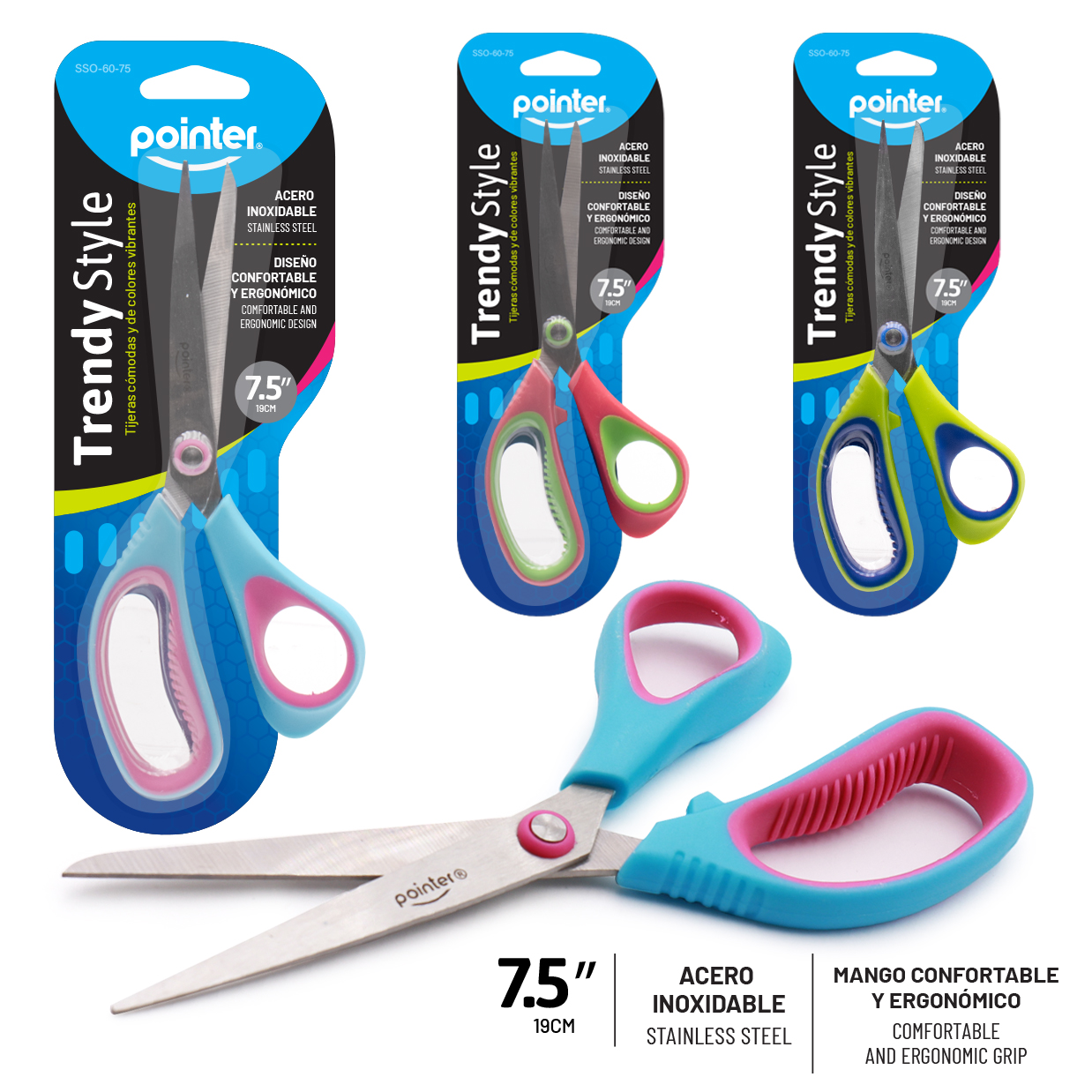 Tijera Pointer Trendy Style 7.5” de Acero Inoxidable Pointer