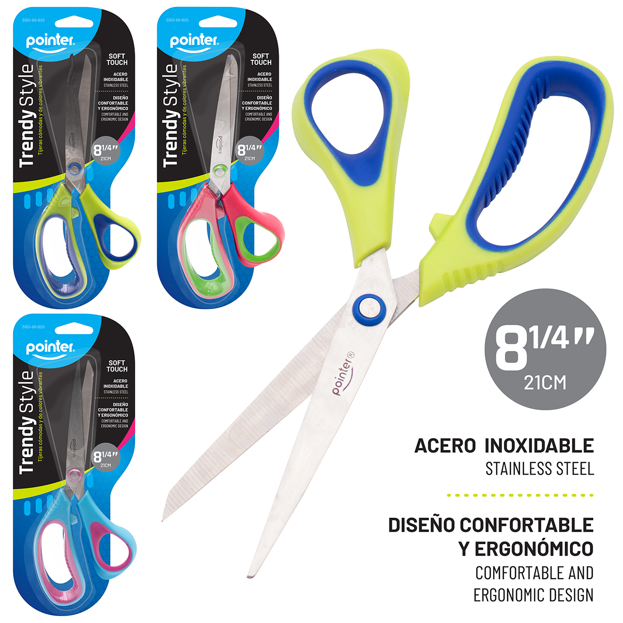 Tijera Pointer Trendy Style Soft Touch 8¼” de Acero Inoxidable Pointer