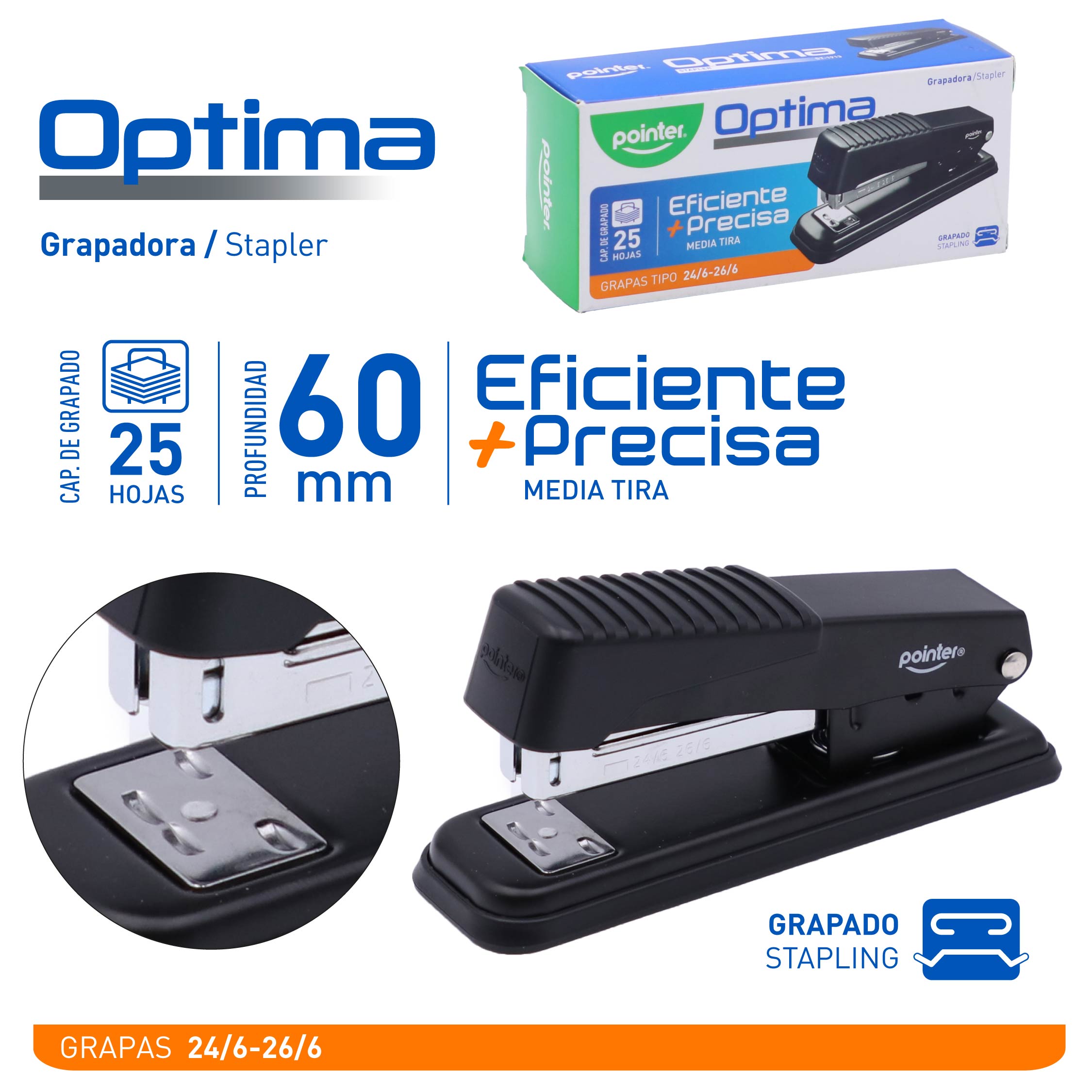 Grapadora Pointer Optima Media Tira – Eficiente y Precisa Pointer