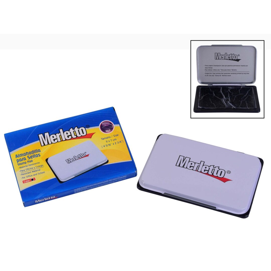Almohadilla para Sellos Merletto No. 2 – Con Tinta Negra – Uso Oficina y Escolar